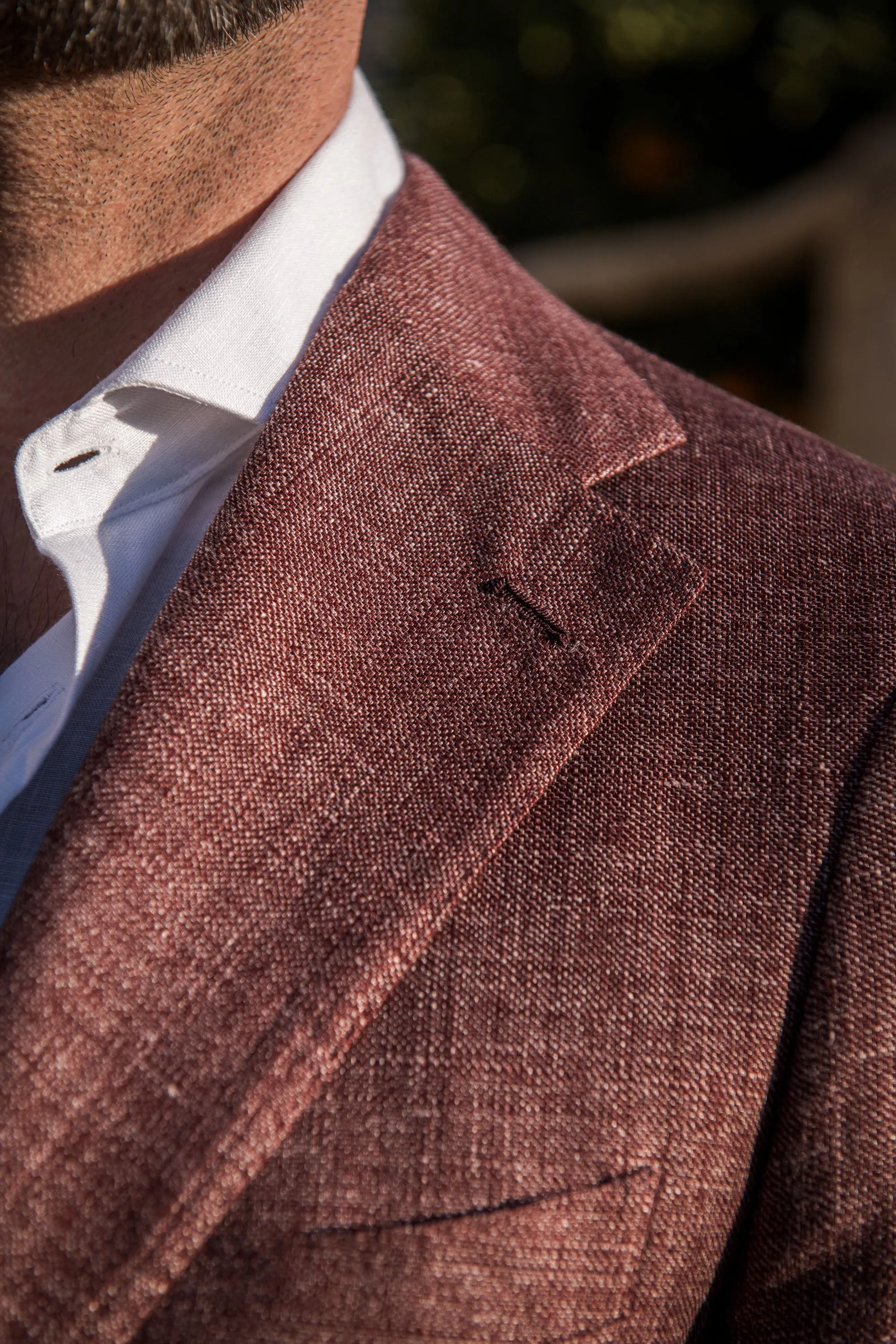 Burgundy linen and wool jacket - Made in Italy