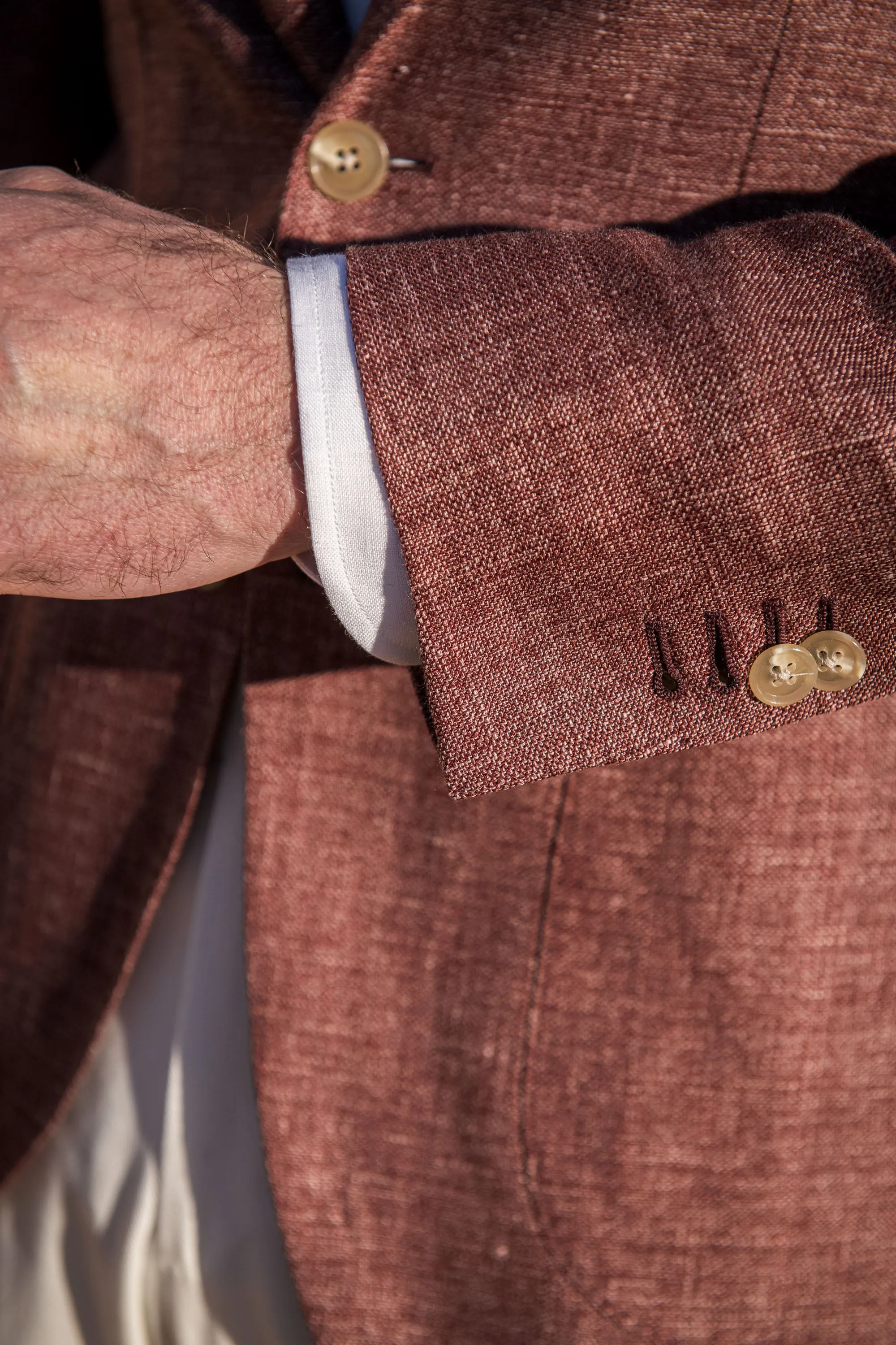 Burgundy linen and wool jacket - Made in Italy