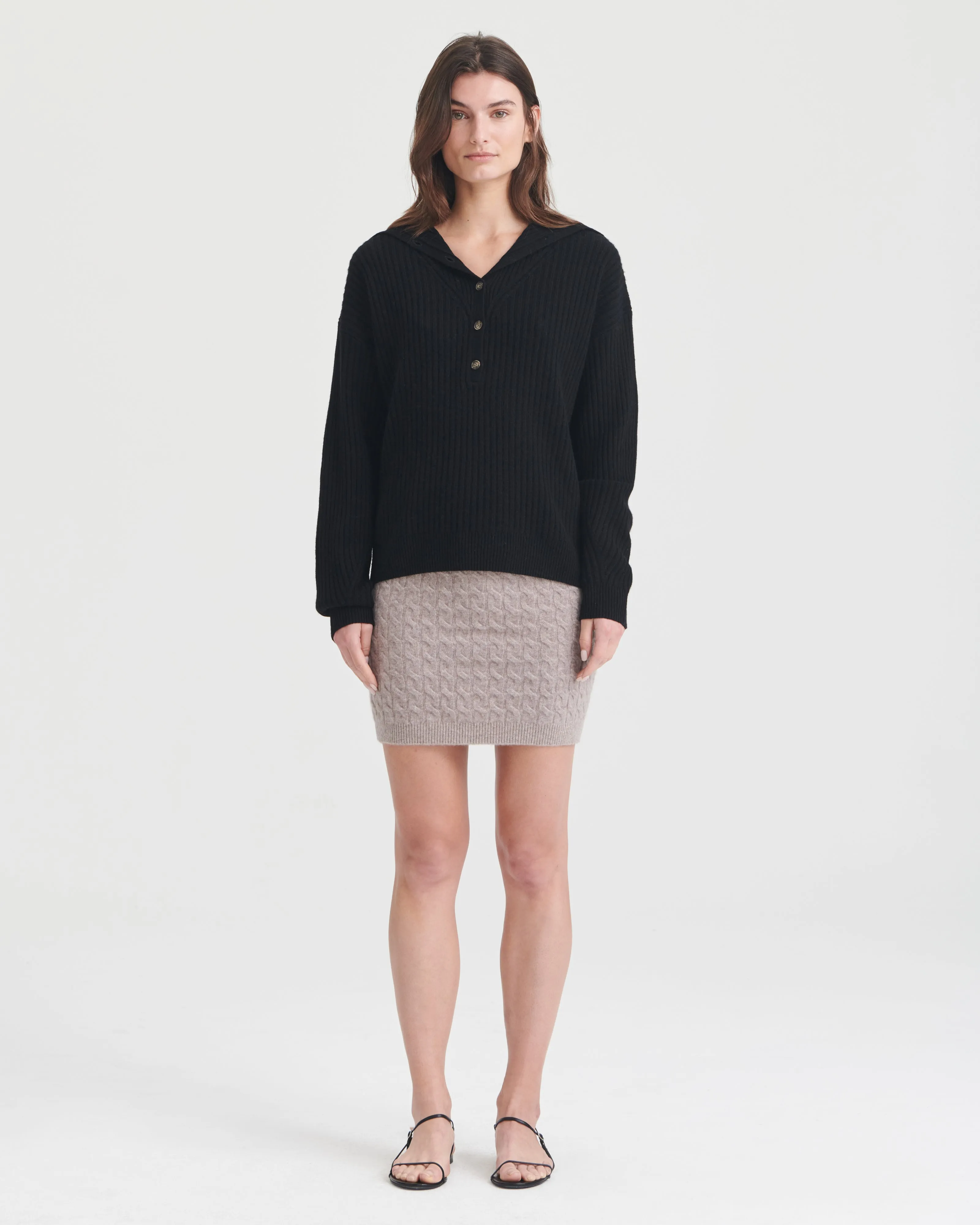 Cashmere Cable Knit Mini Skirt