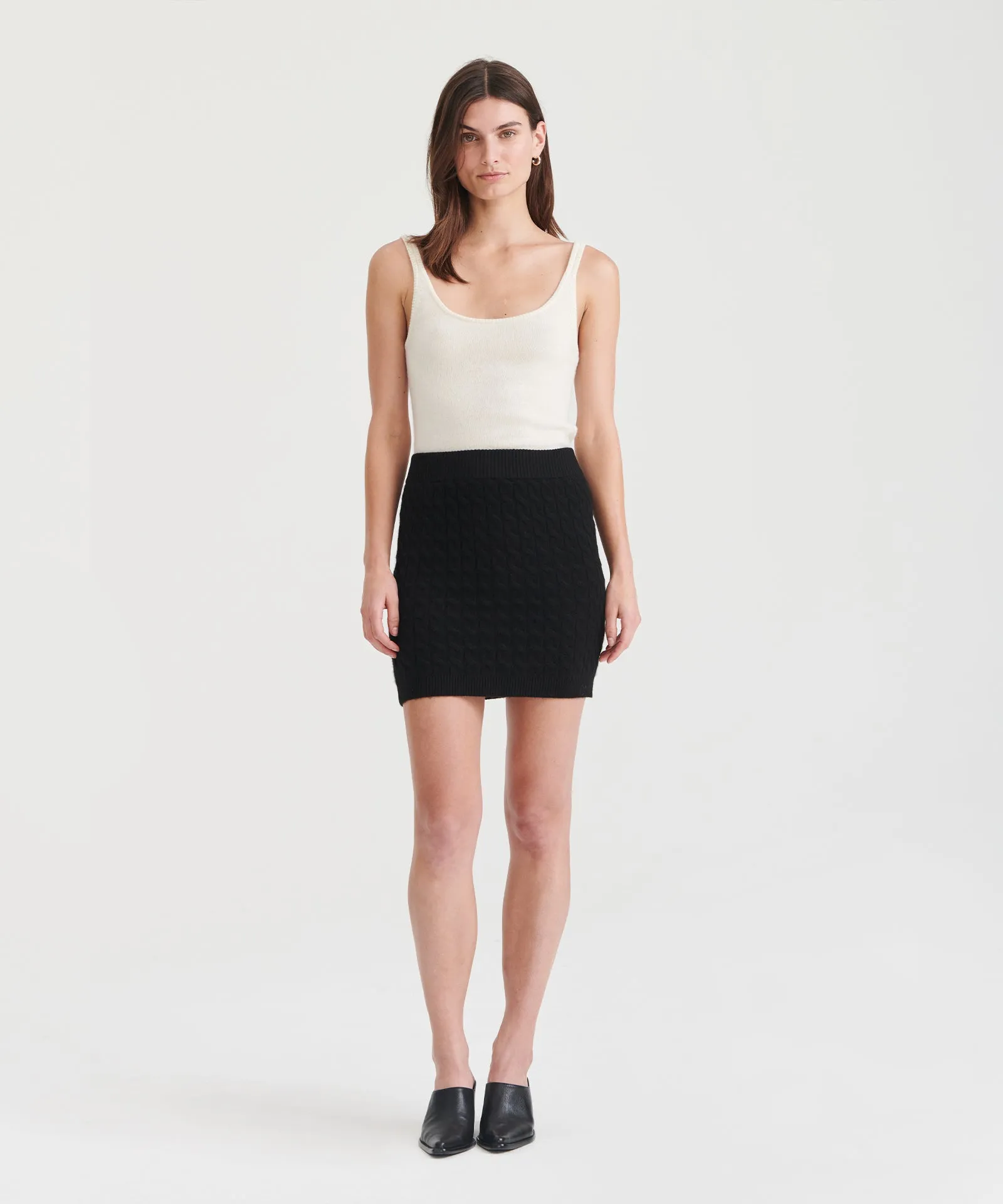 Cashmere Cable Knit Mini Skirt