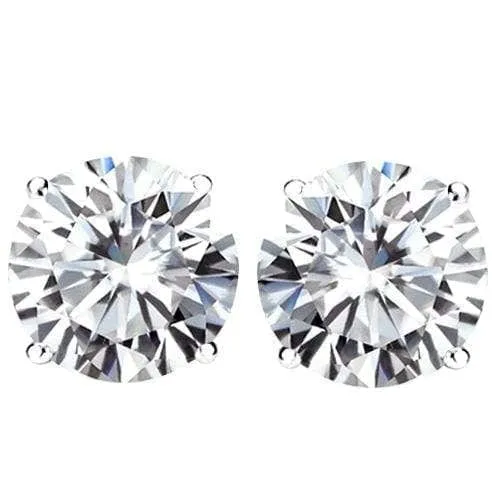 (CERTIFICATE REPORT) 2.00 CT DIAMOND MOISSANITE (D COLOR/VVS) 18K SOLID WHITE GOLD EARRINGS STUD