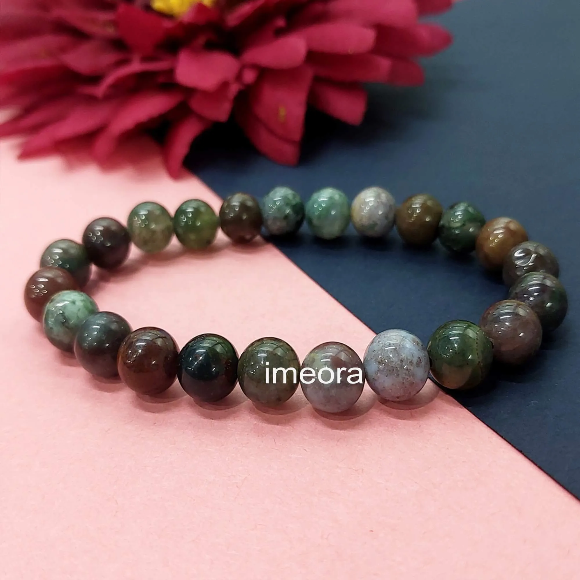 Certified Indian Blood 8mm Natural Stone Bracelet