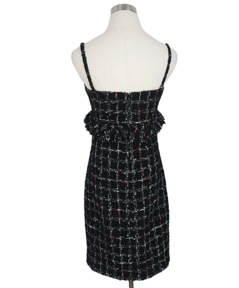 Chanel Black White & Red Tweed Dress sz 2