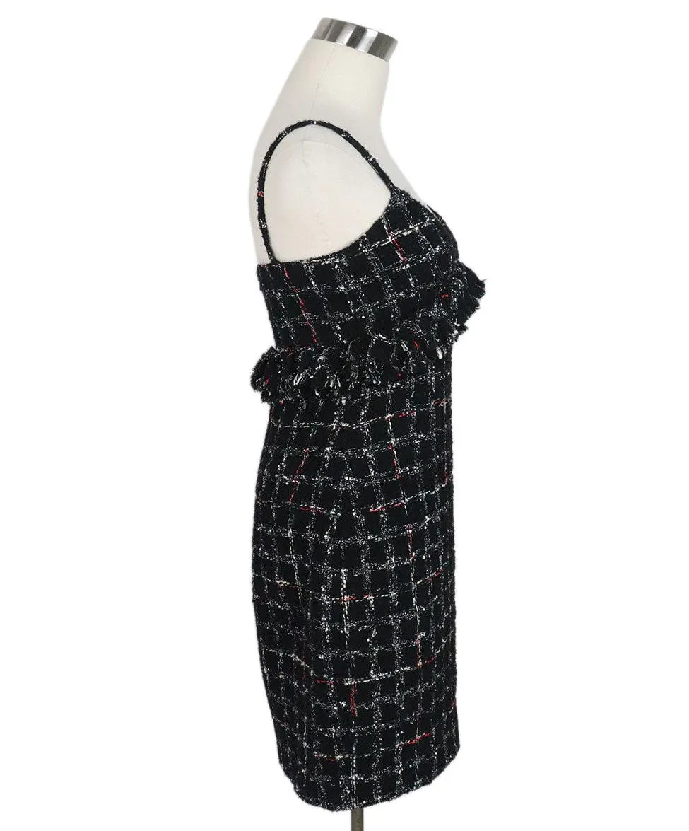 Chanel Black White & Red Tweed Dress sz 2