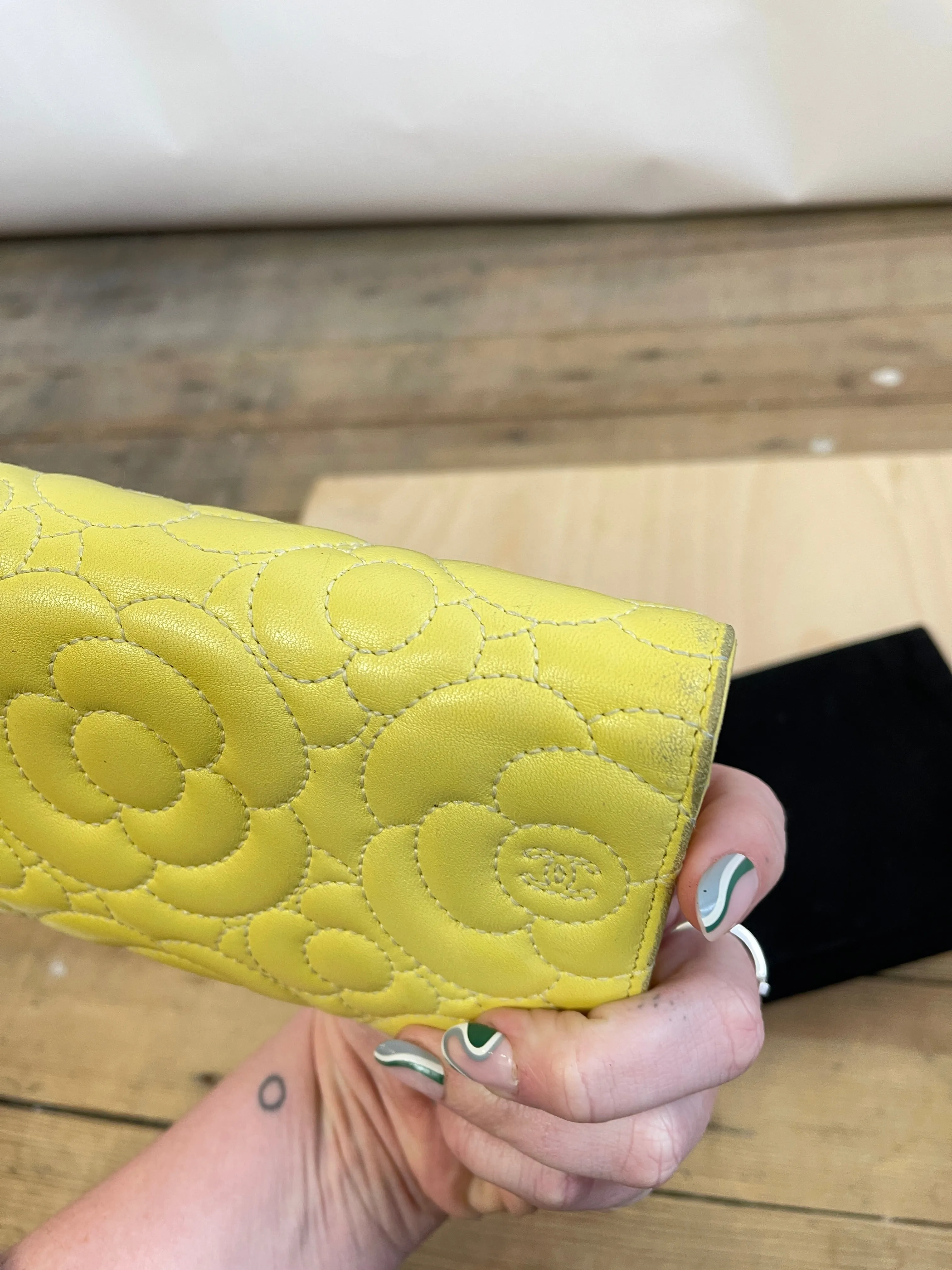 Chanel Camellia Lemon Yellow Wallet