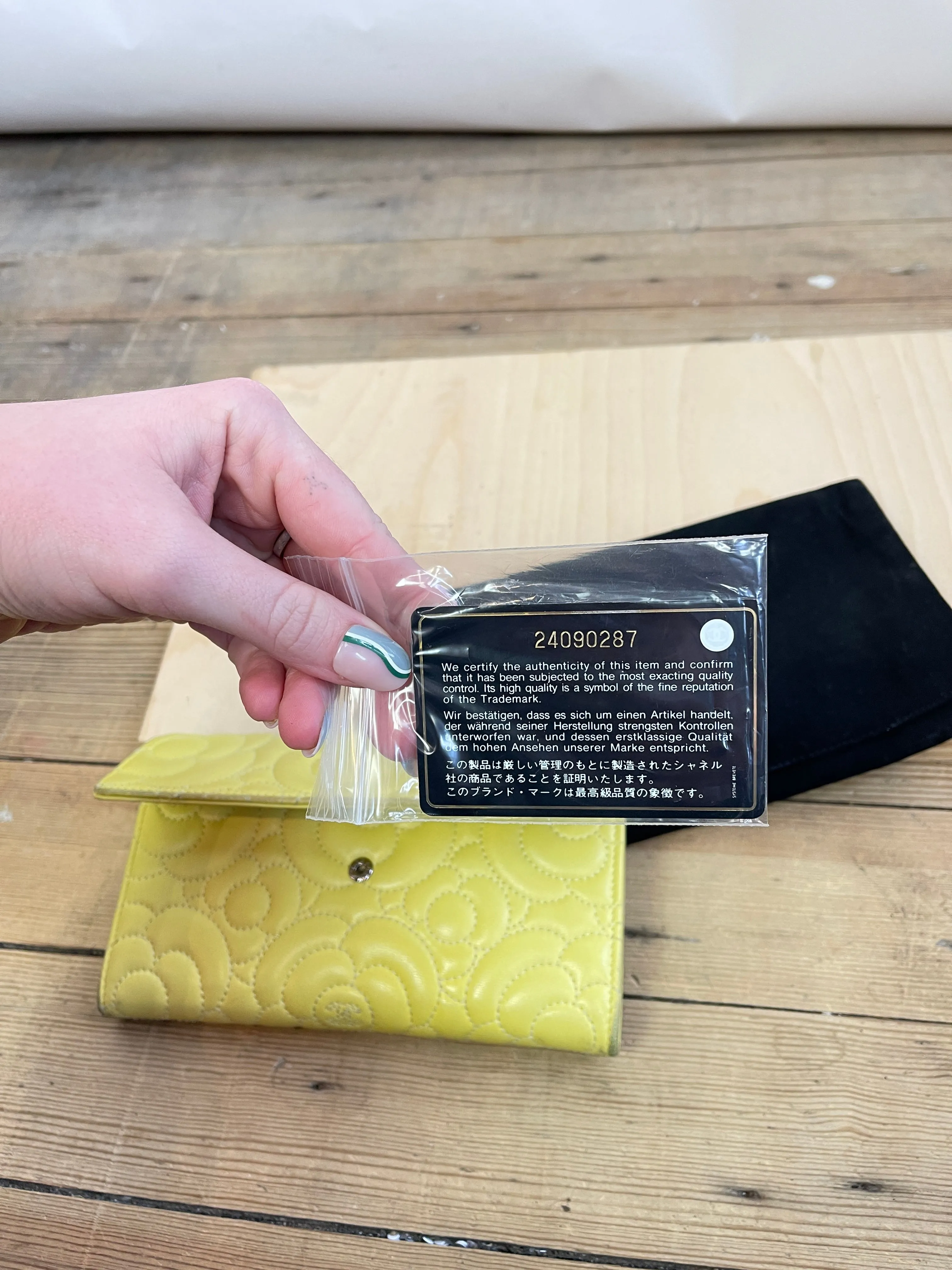 Chanel Camellia Lemon Yellow Wallet