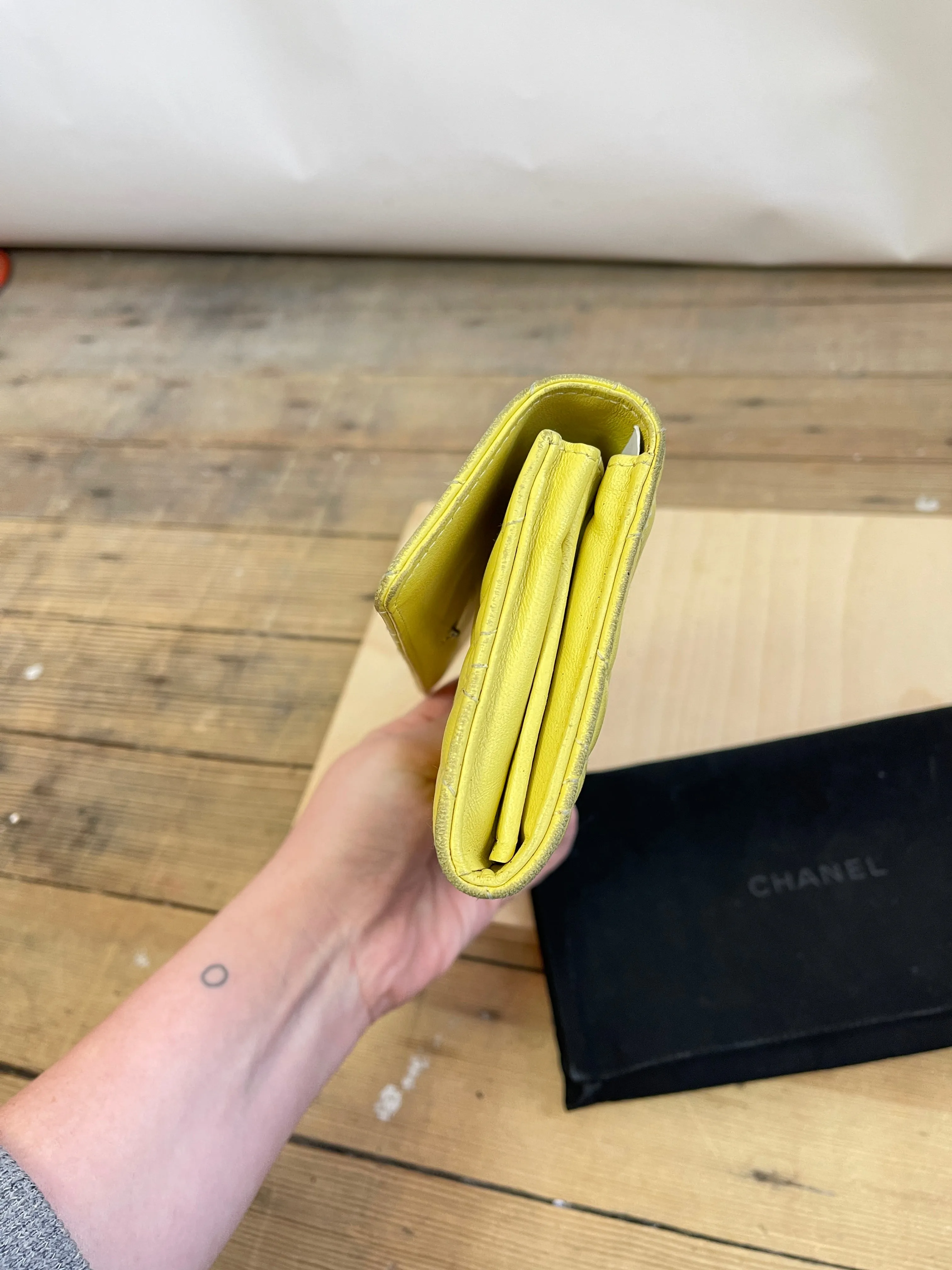 Chanel Camellia Lemon Yellow Wallet