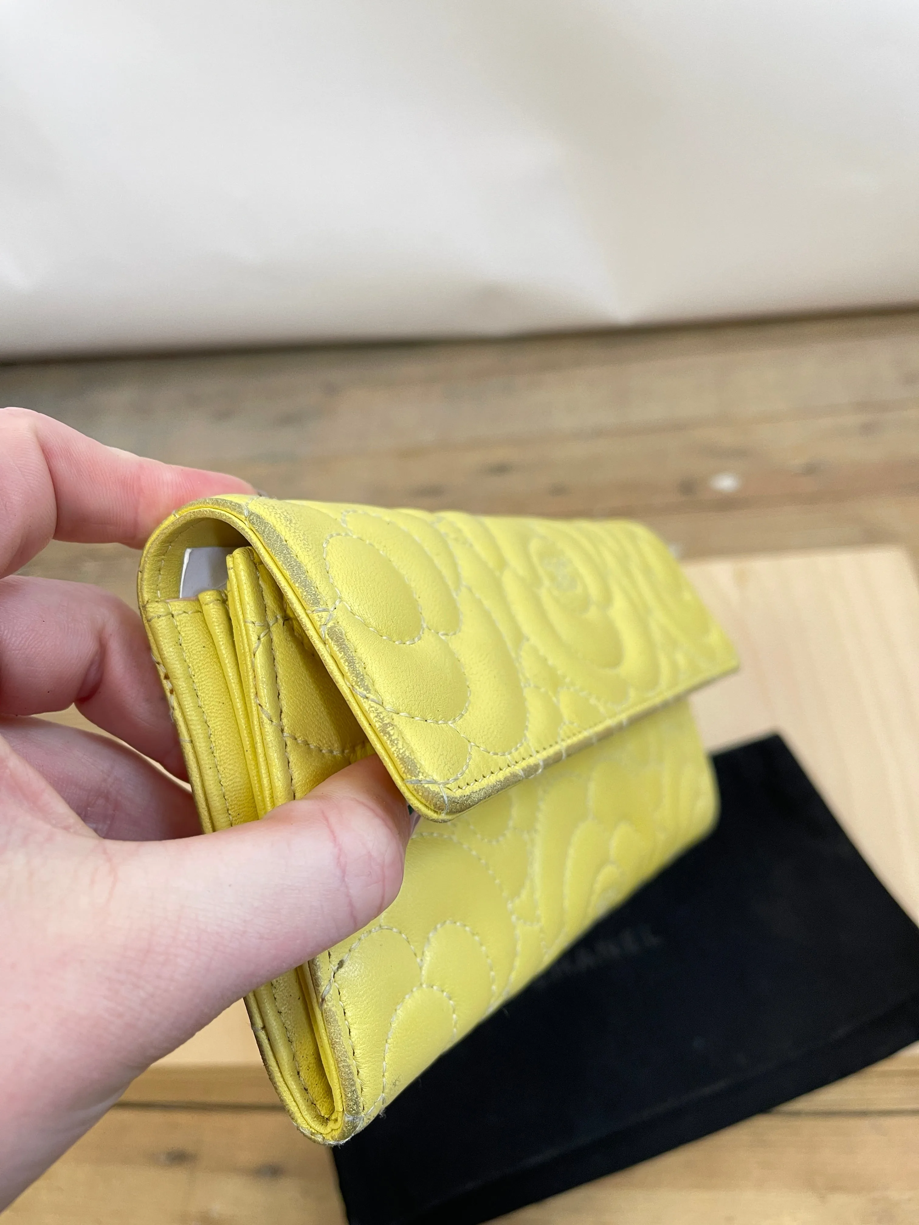 Chanel Camellia Lemon Yellow Wallet