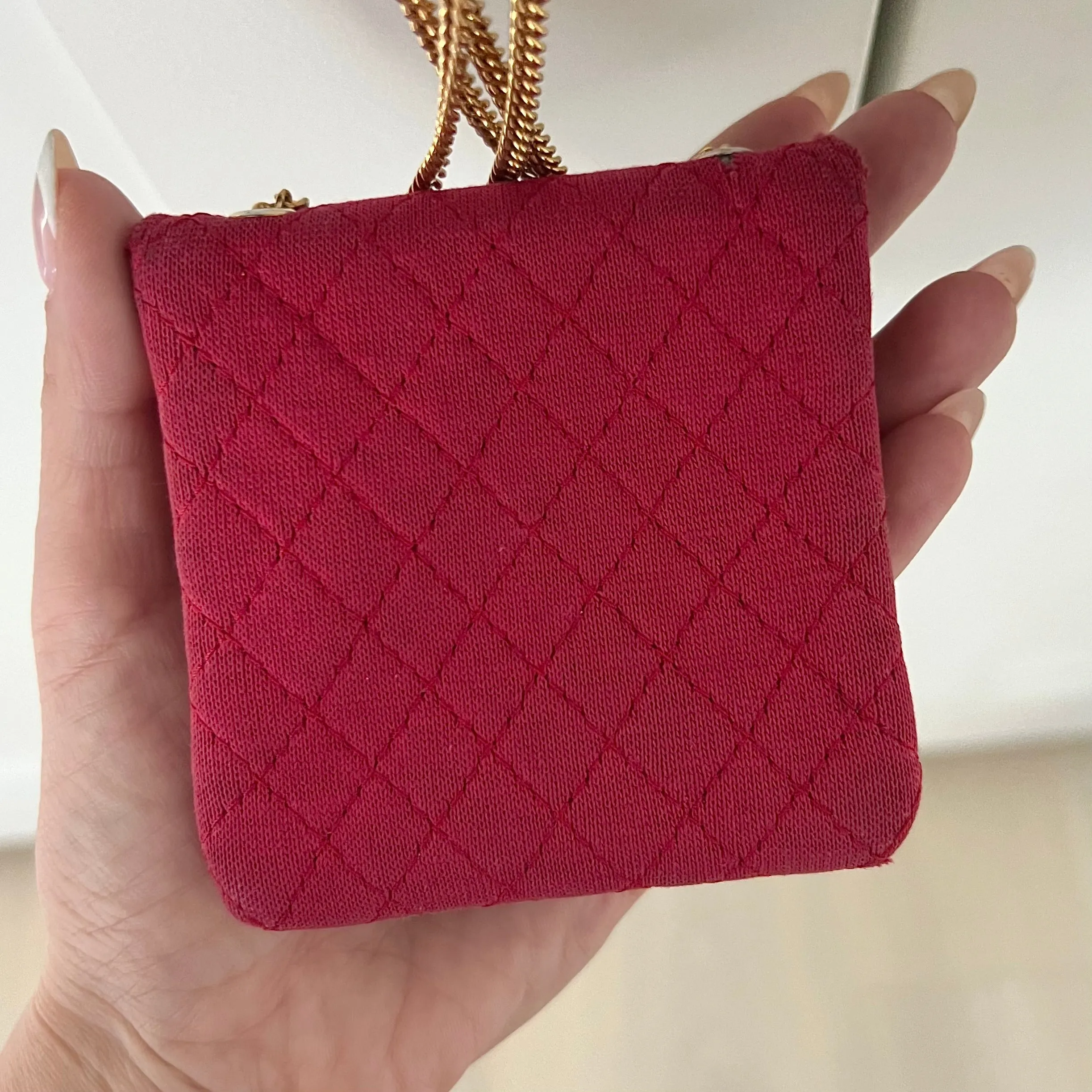 Chanel Vintage Mini Red Jersey Necklace Bag