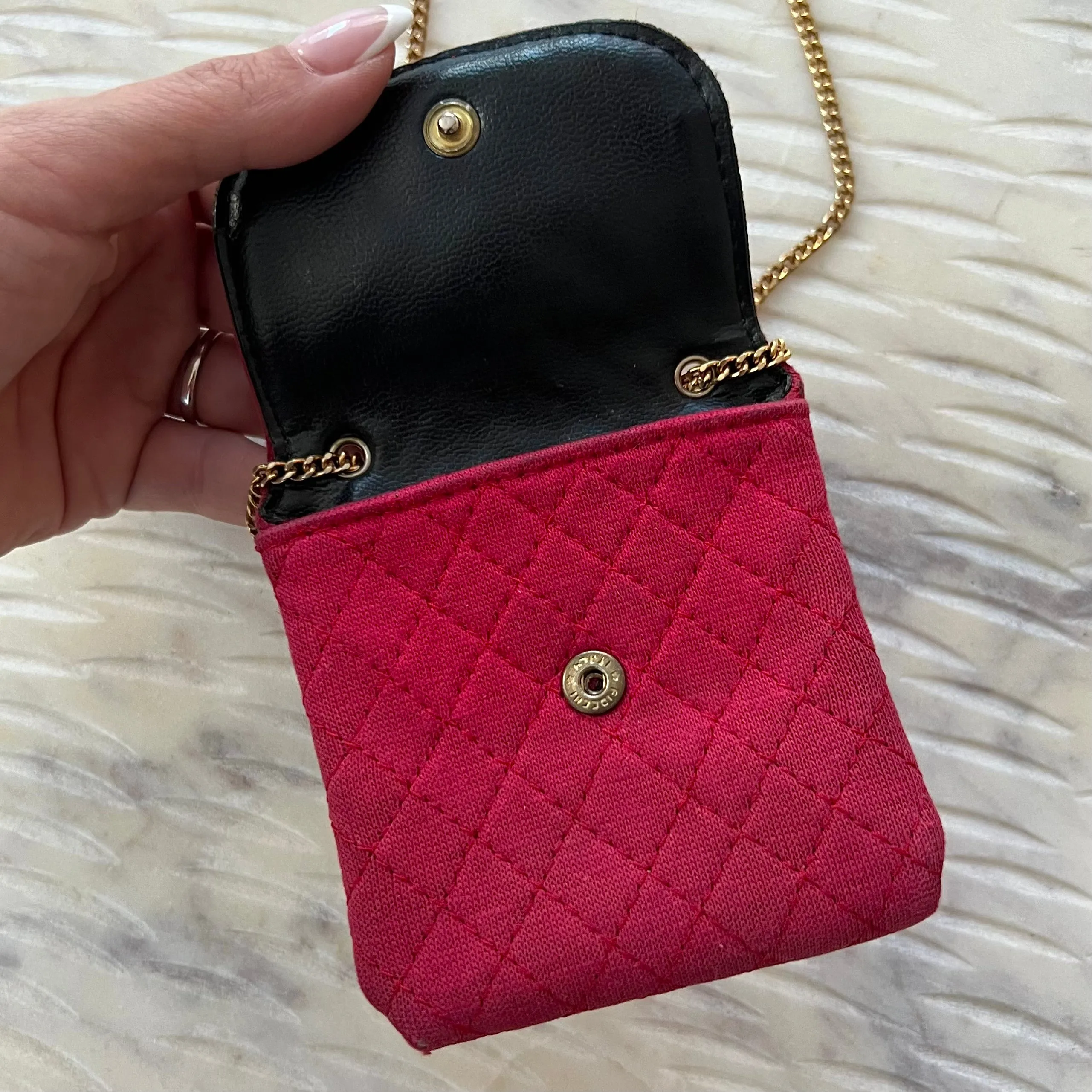 Chanel Vintage Mini Red Jersey Necklace Bag