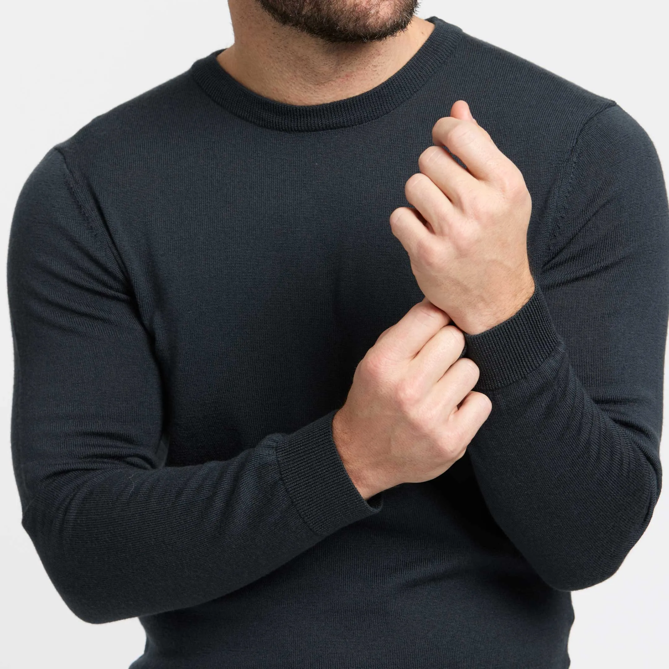 Charcoal Merino Crew Neck Sweater