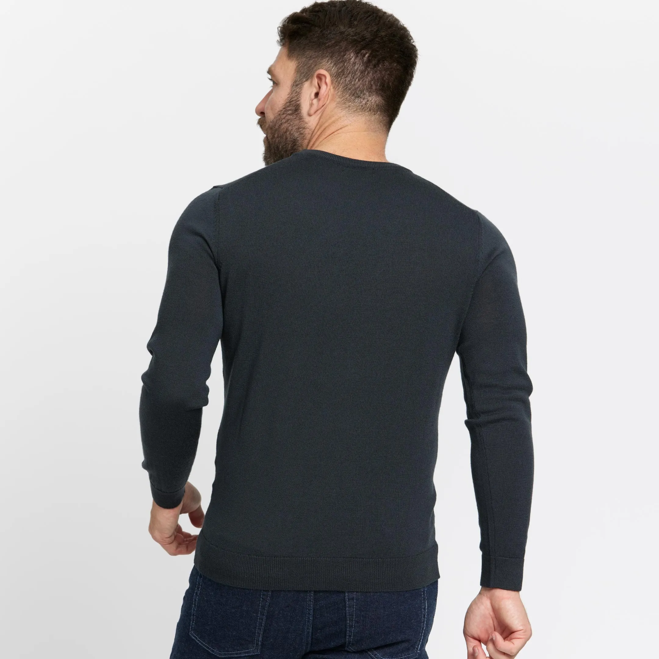 Charcoal Merino Crew Neck Sweater