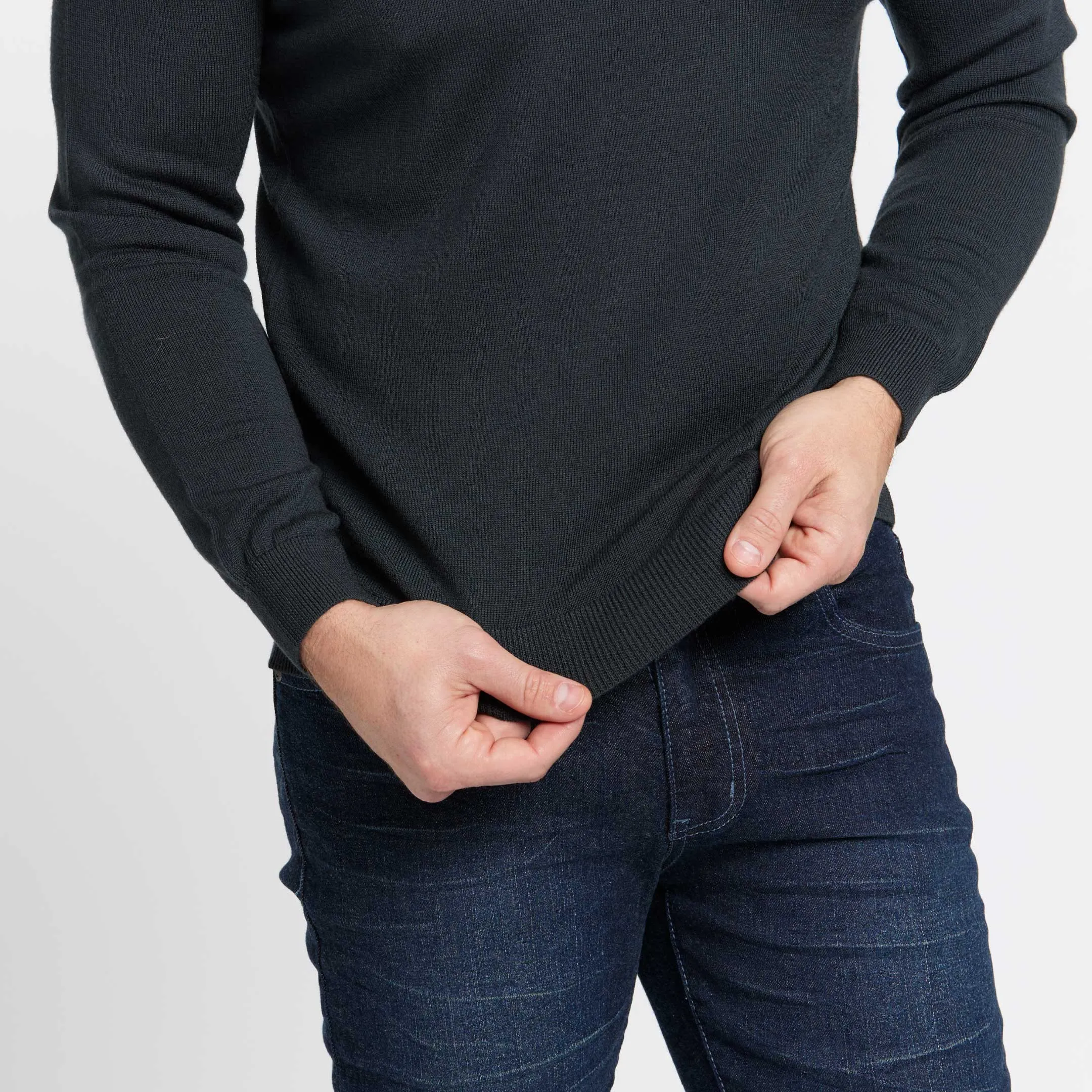 Charcoal Merino Crew Neck Sweater