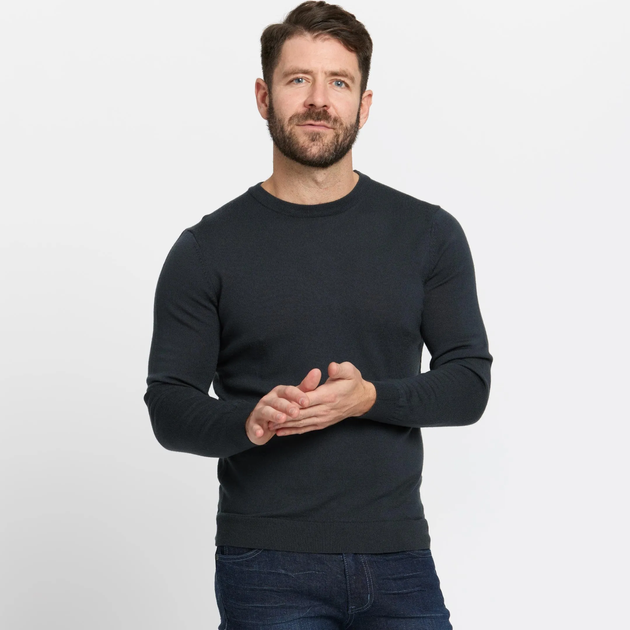 Charcoal Merino Crew Neck Sweater