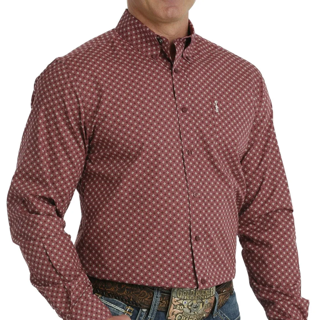 Cinch Men's Modern Fit Button-Down Shirt In Burgundy