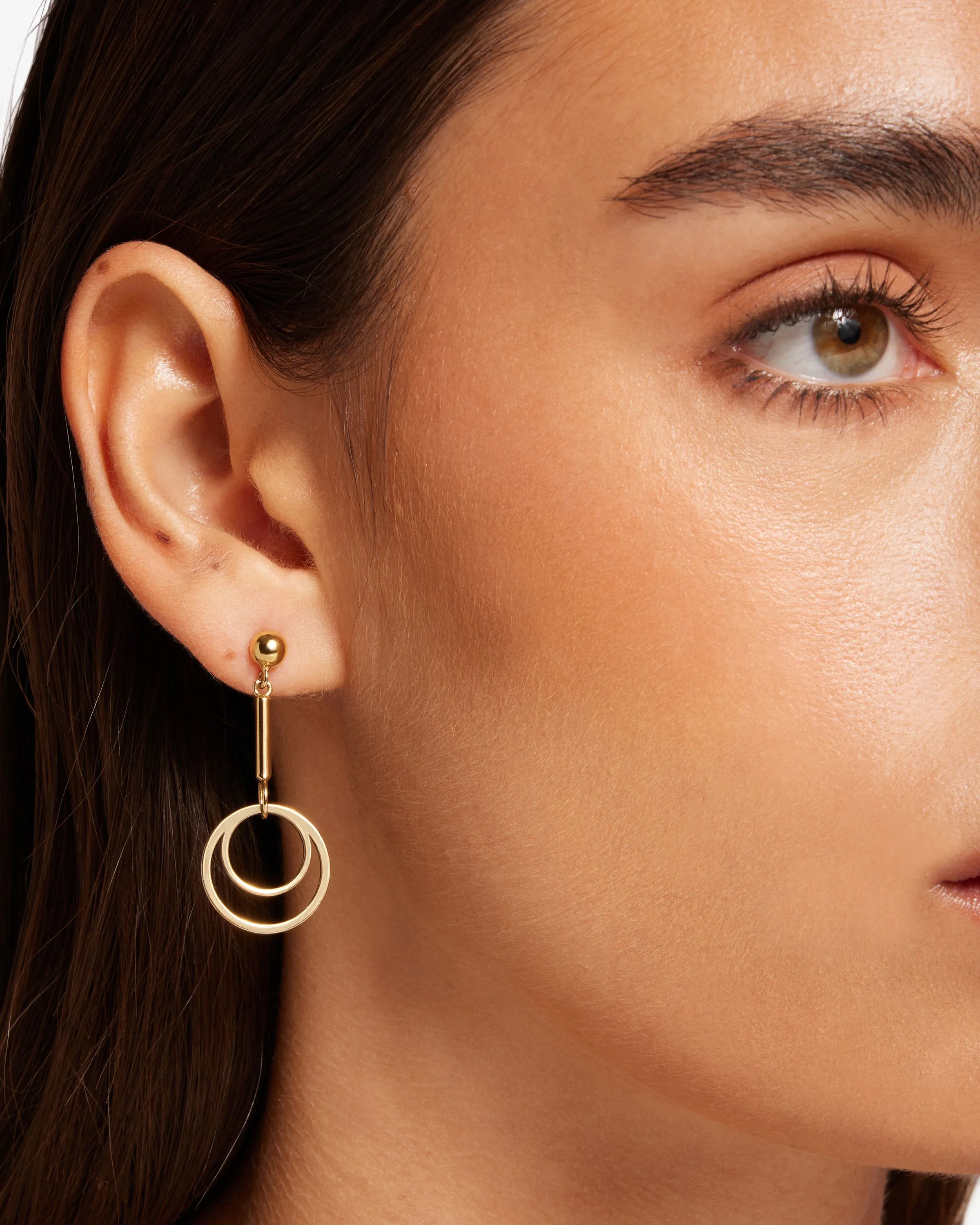 Circle Drop Earrings - 22 Carat Gold Gilded