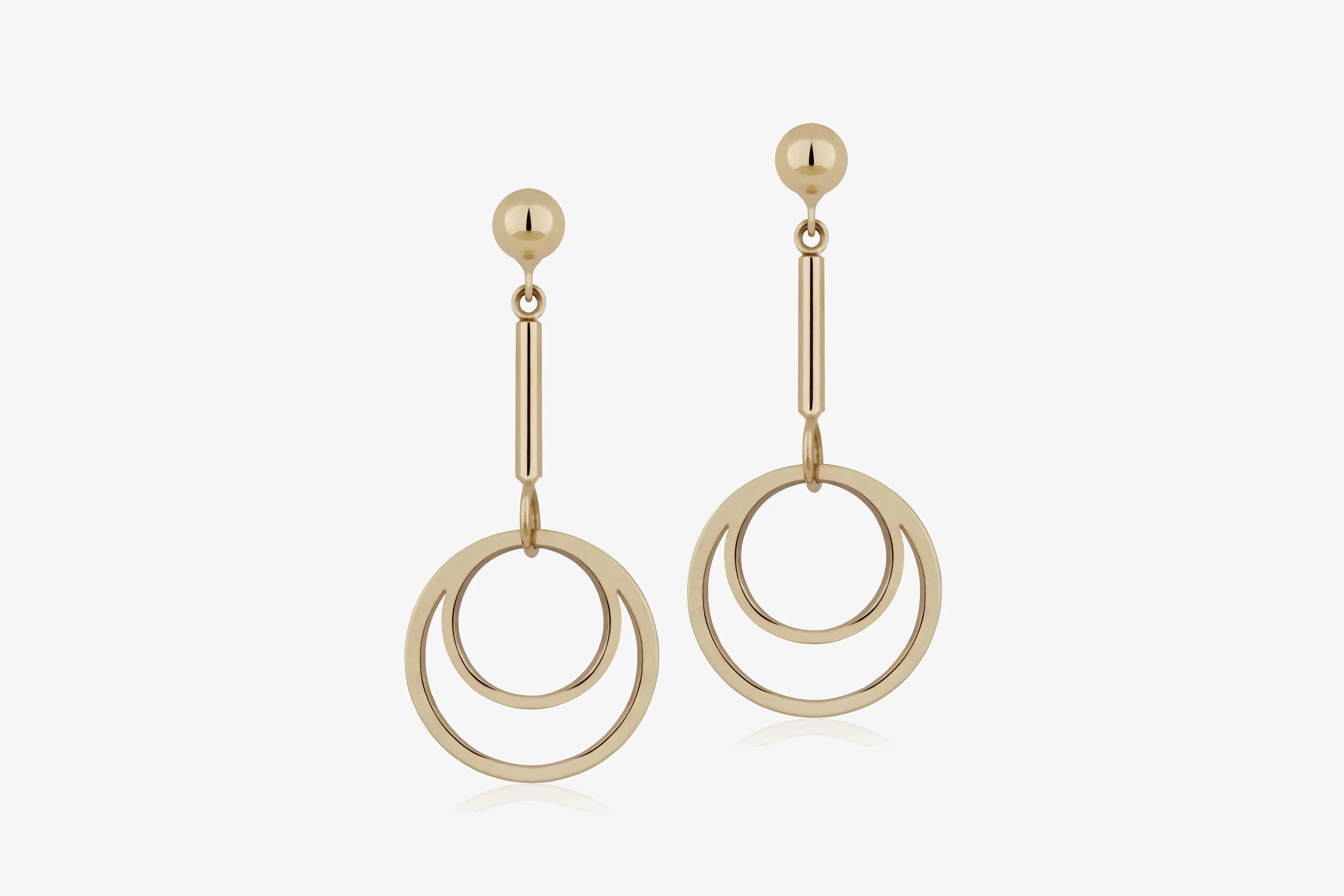 Circle Drop Earrings - 22 Carat Gold Gilded