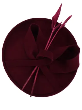 Claret Red Vintage Style Felt Feather Hat