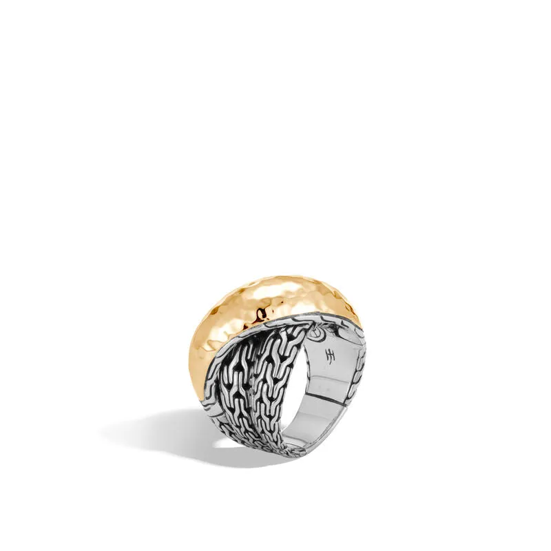 Classic Chain Hammered Overlap Ring