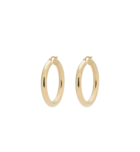 Classic Round Hoop Earrings (S) 14K