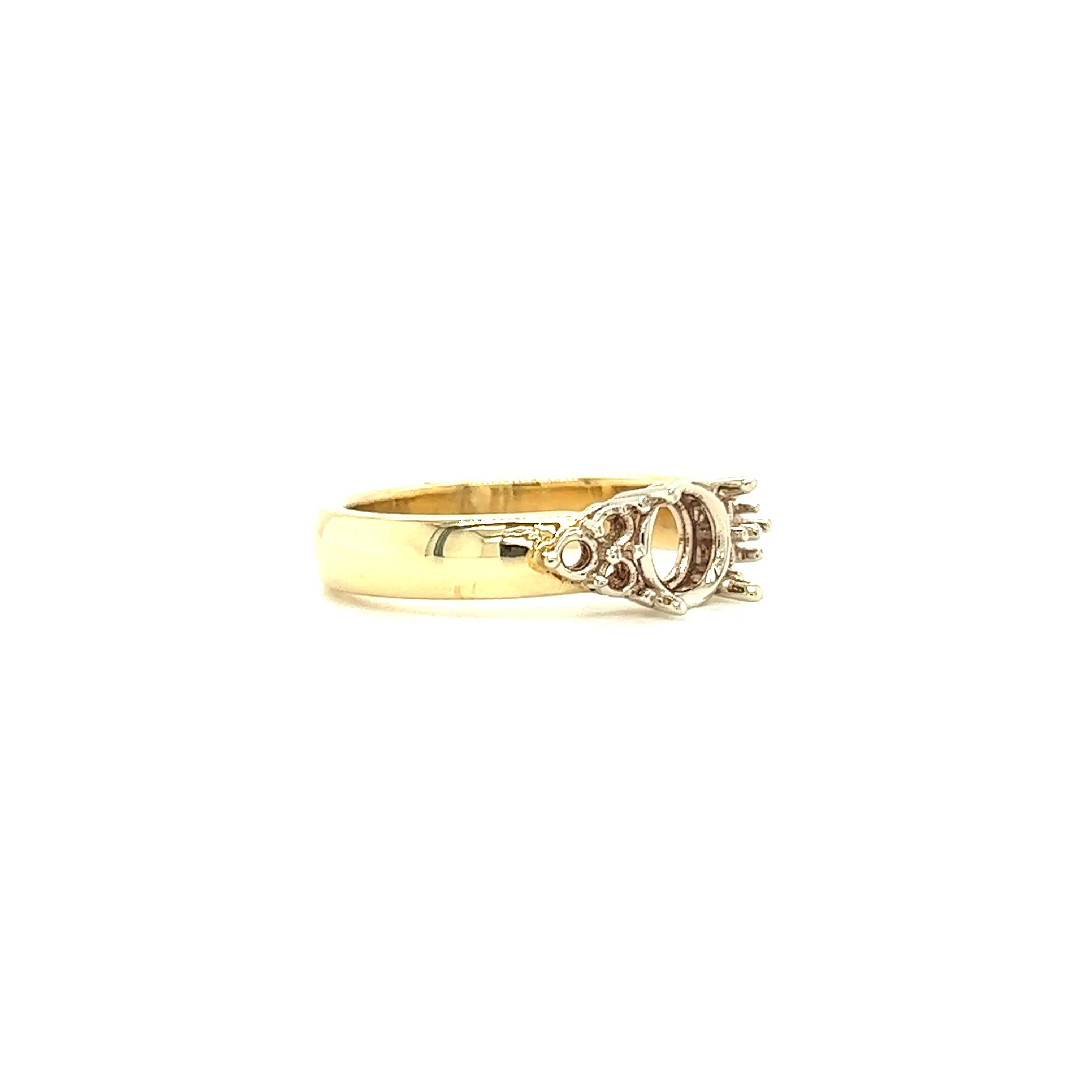 Cluster Ring Setting with Four Prong Head in 14K Yellow Gold