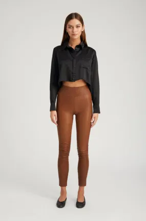 Cocoa Leather Ankle Leggings