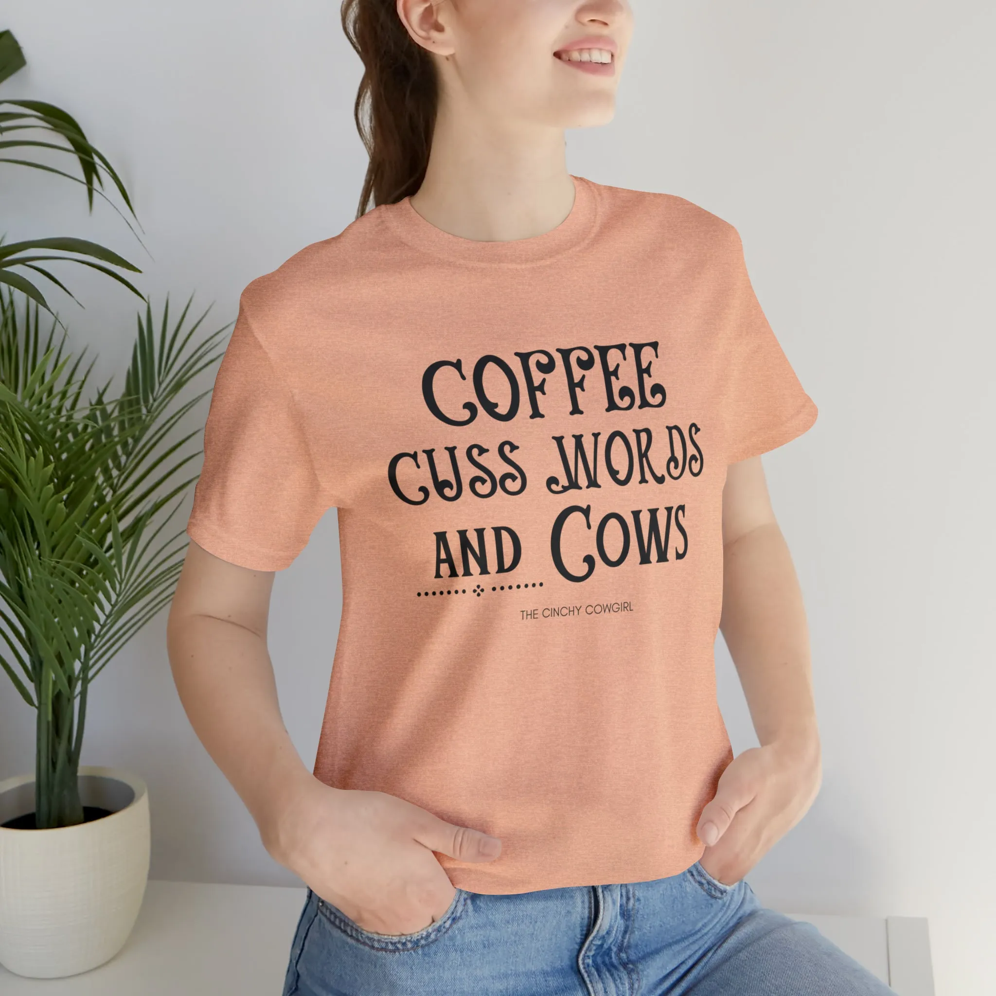 Coffee Cuss Words & Cows Short Sleeve Graphic Tee