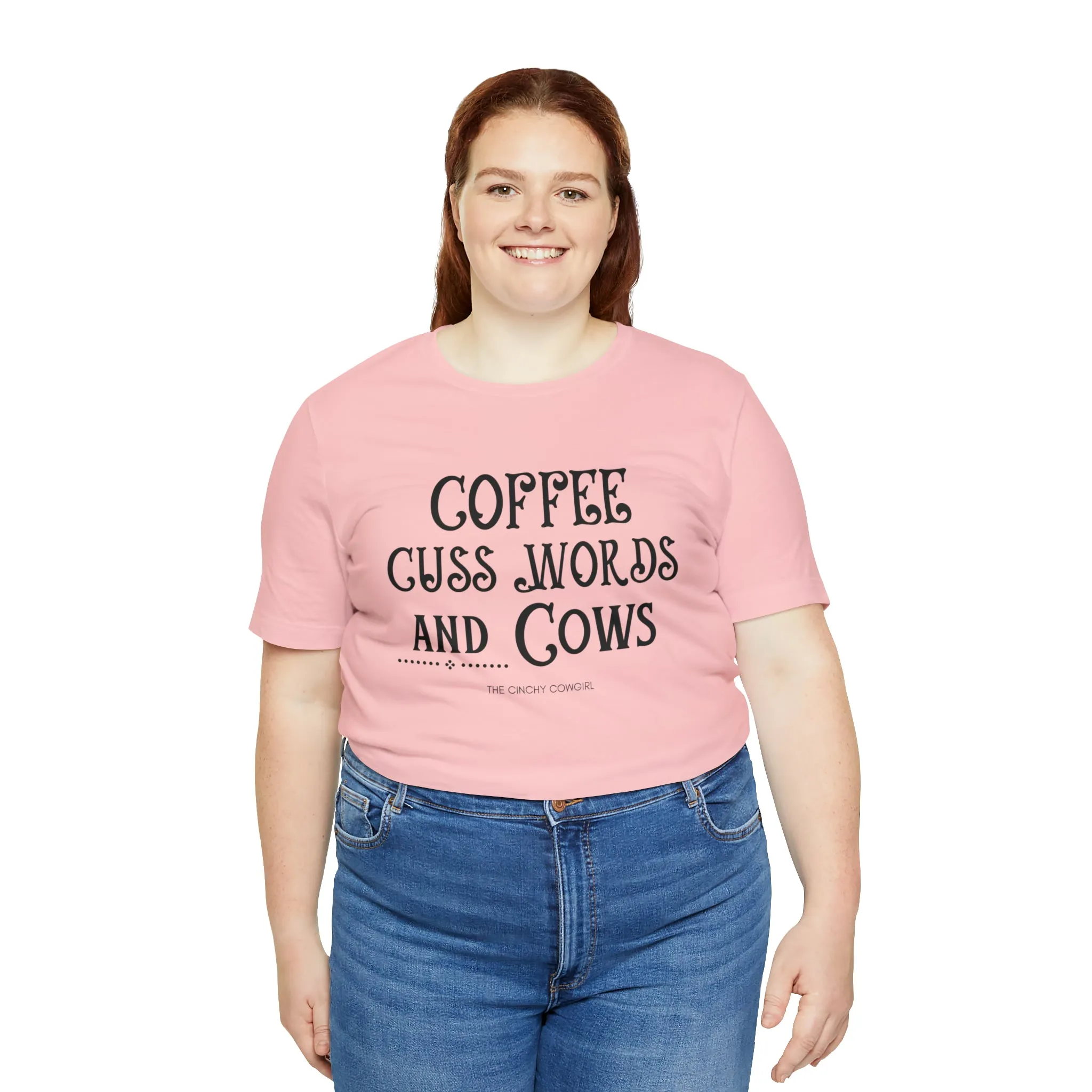 Coffee Cuss Words & Cows Short Sleeve Graphic Tee