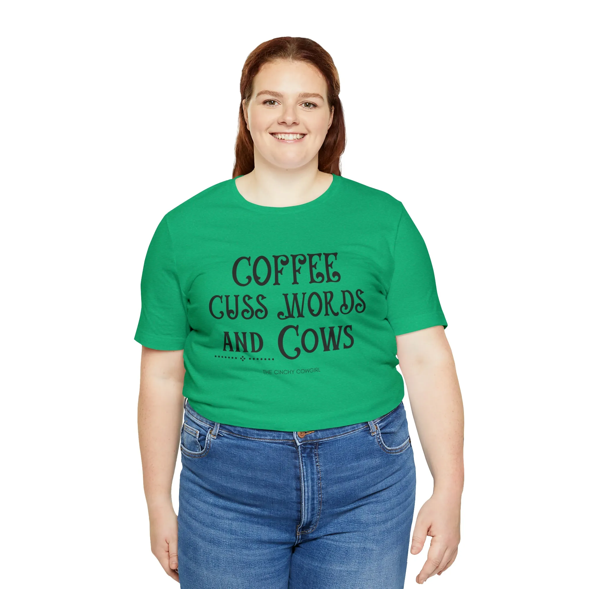 Coffee Cuss Words & Cows Short Sleeve Graphic Tee