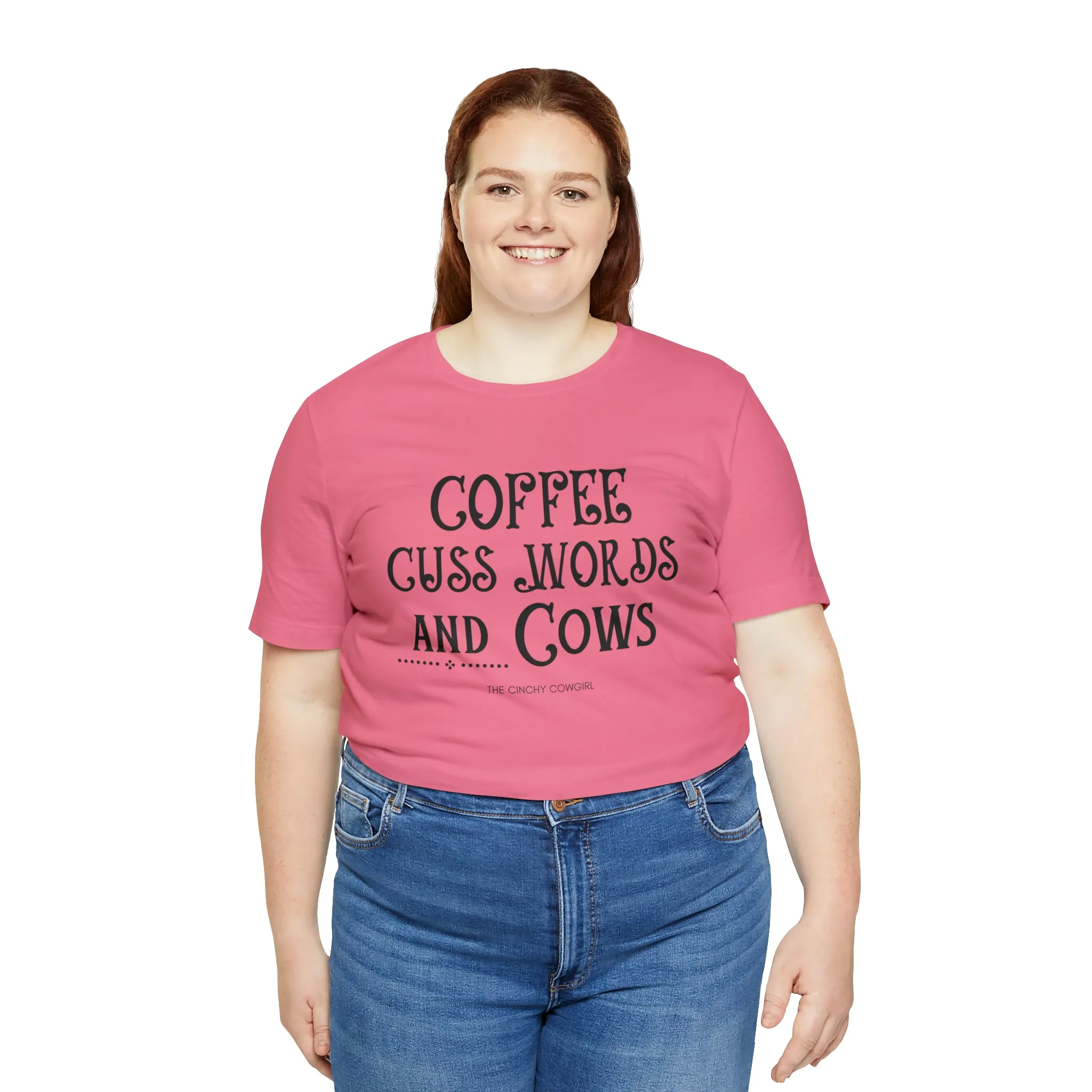 Coffee Cuss Words & Cows Short Sleeve Graphic Tee