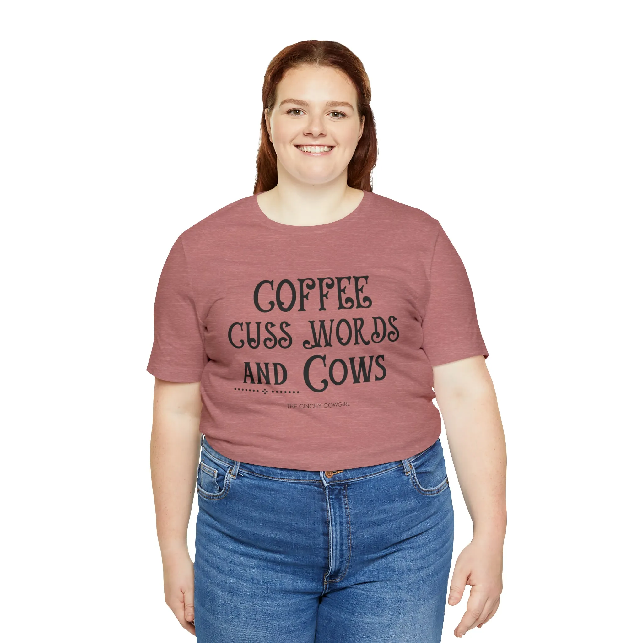 Coffee Cuss Words & Cows Short Sleeve Graphic Tee