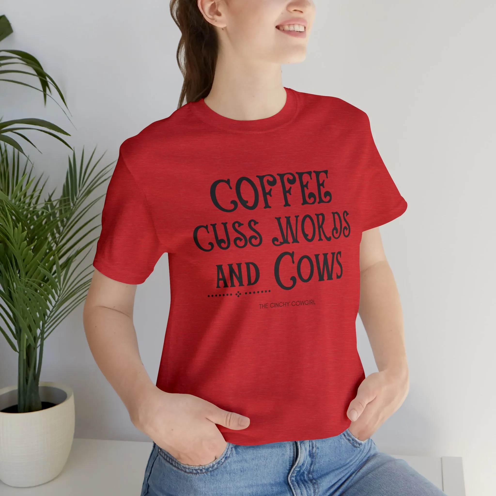 Coffee Cuss Words & Cows Short Sleeve Graphic Tee