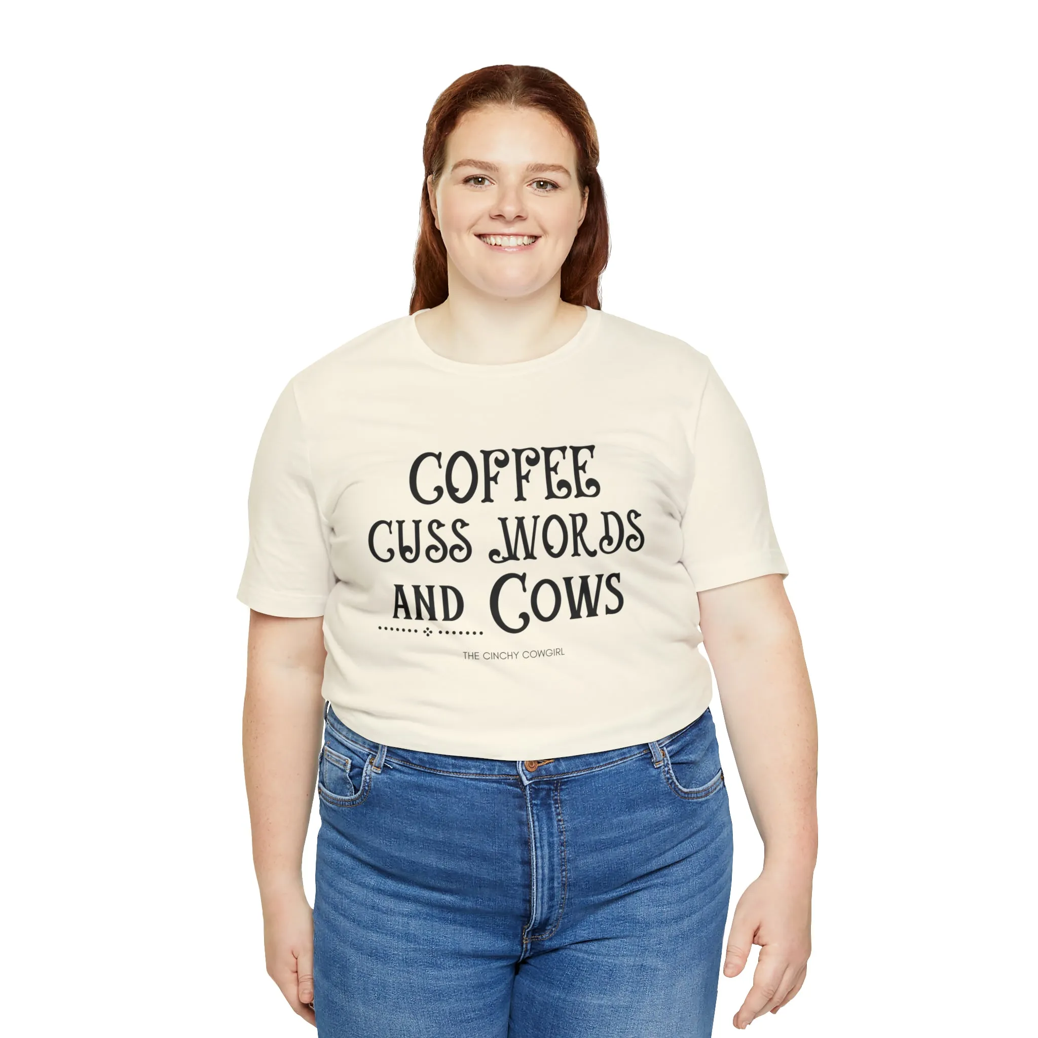 Coffee Cuss Words & Cows Short Sleeve Graphic Tee