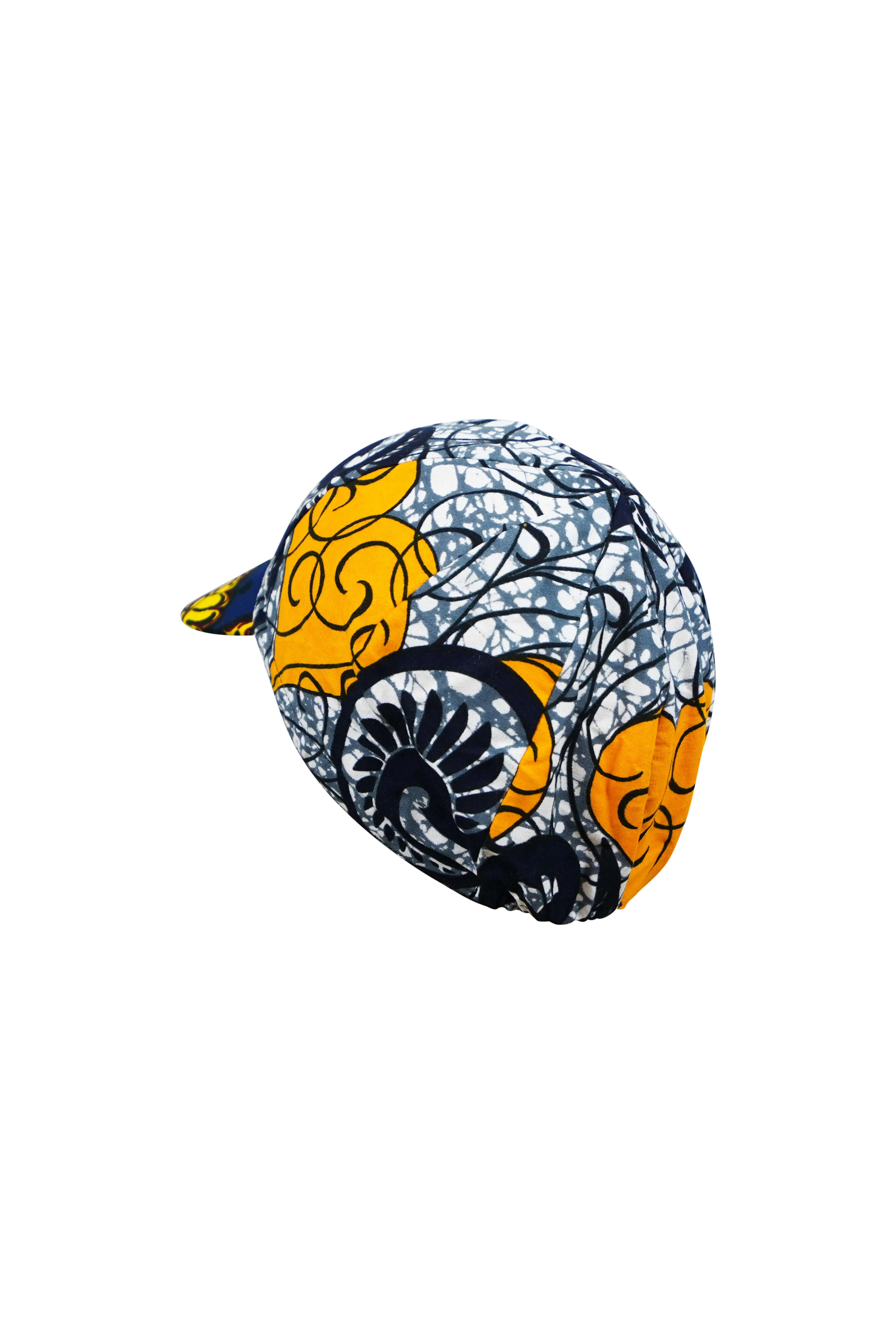 Colorful cycling cap - Red Grey and Yellow African Ankara Wax Cotton Print - 8