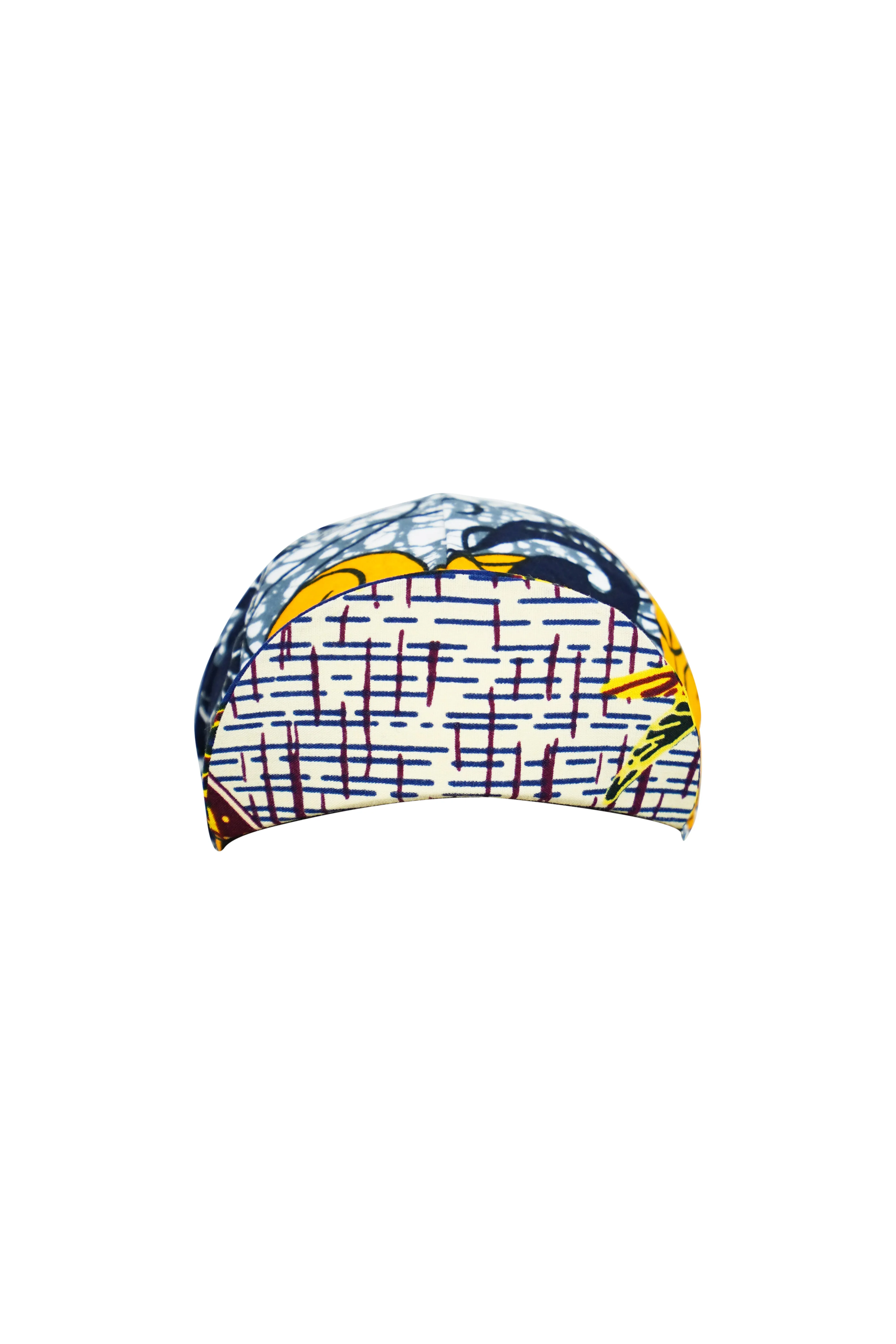 Colorful cycling cap - Red Grey and Yellow African Ankara Wax Cotton Print - 8