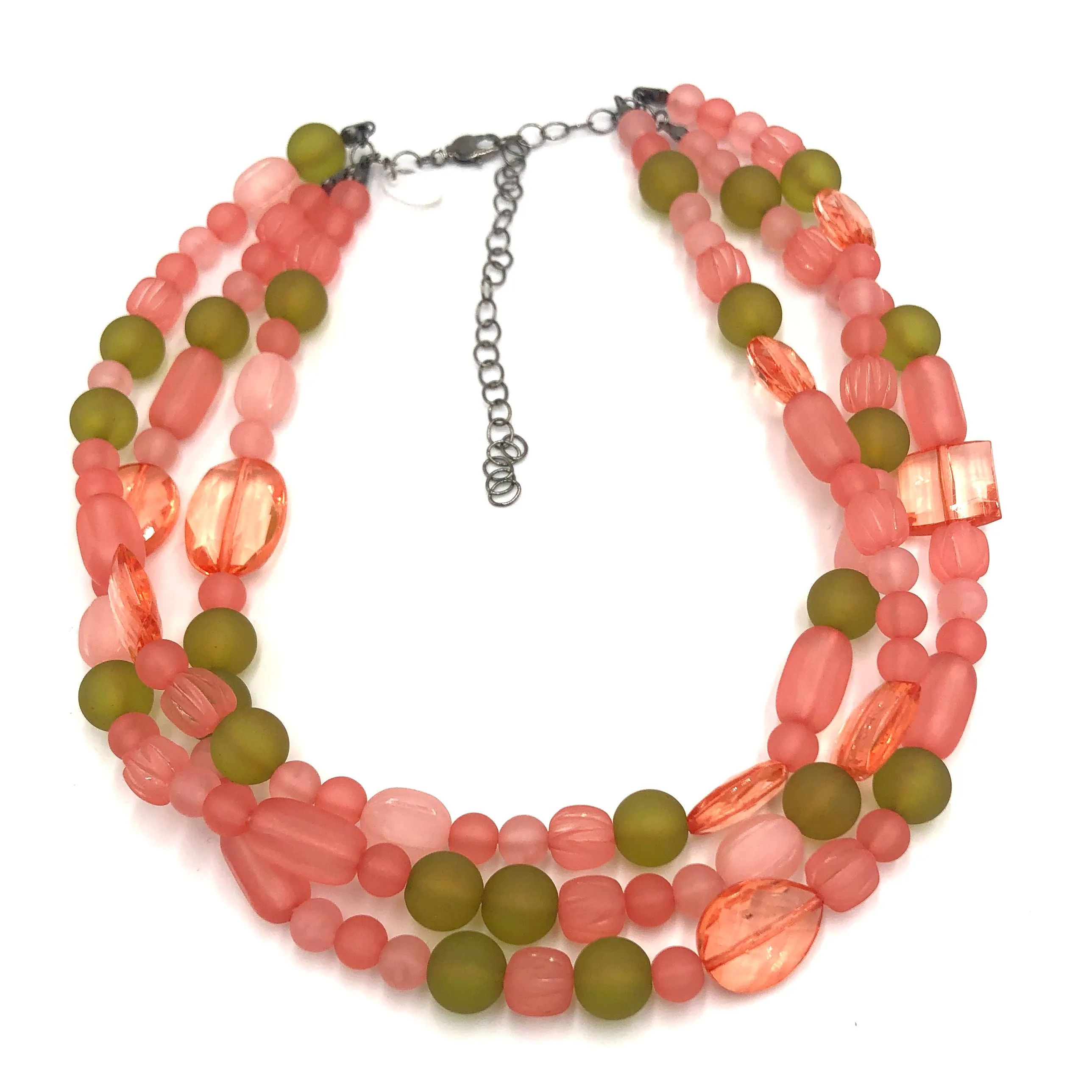 Coral & Olive Frosted Morgan Necklace