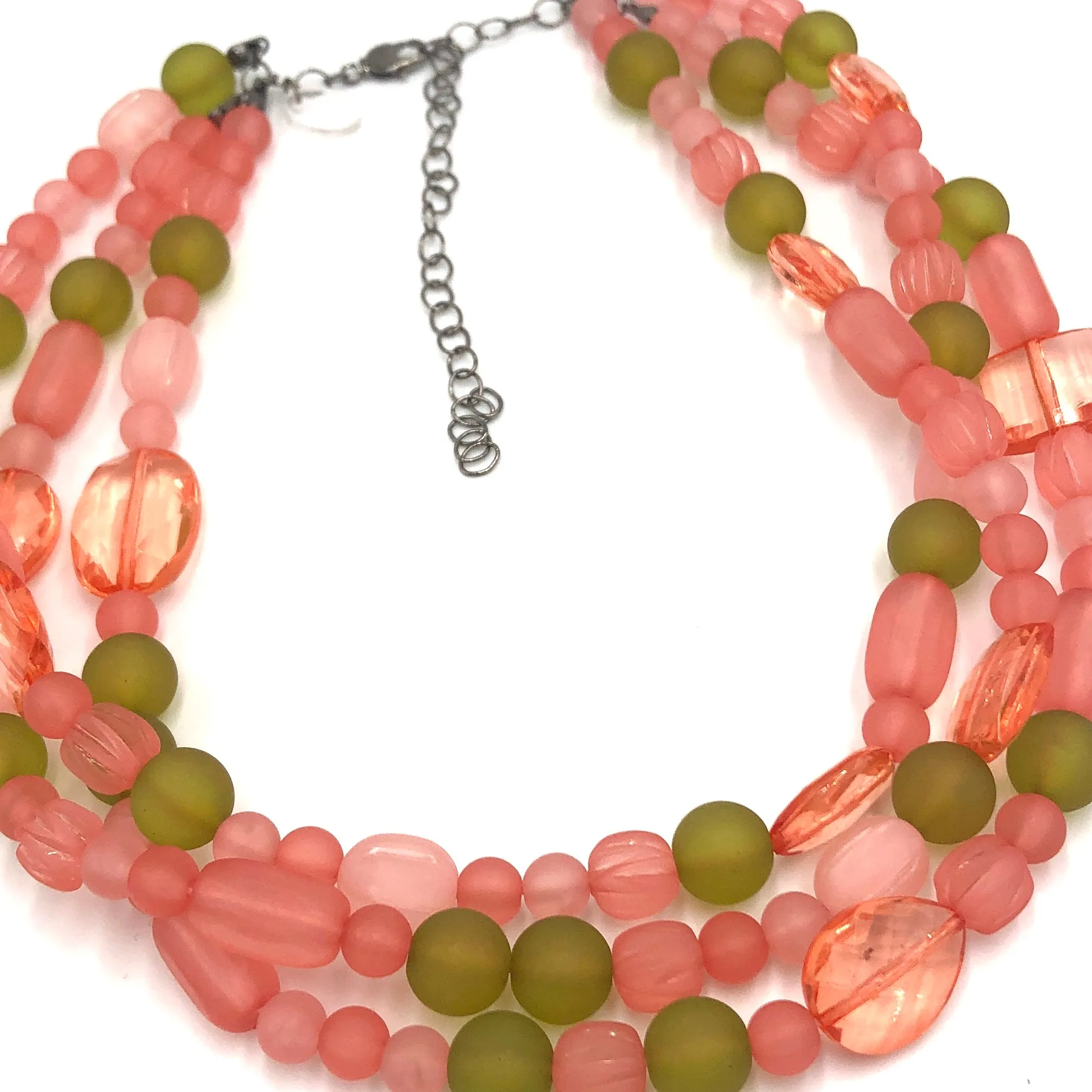 Coral & Olive Frosted Morgan Necklace