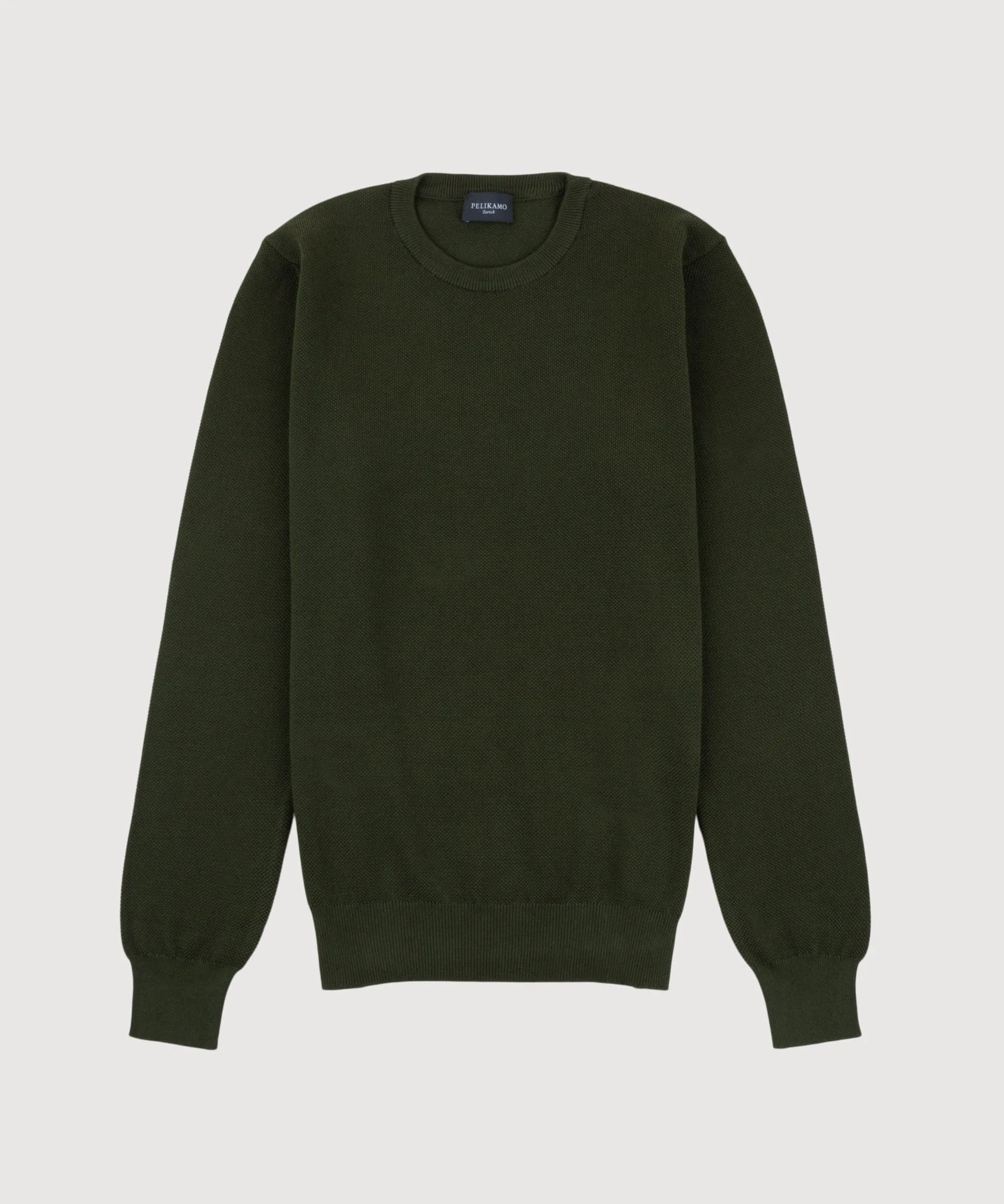 Cotton Pique Crewneck Sweater