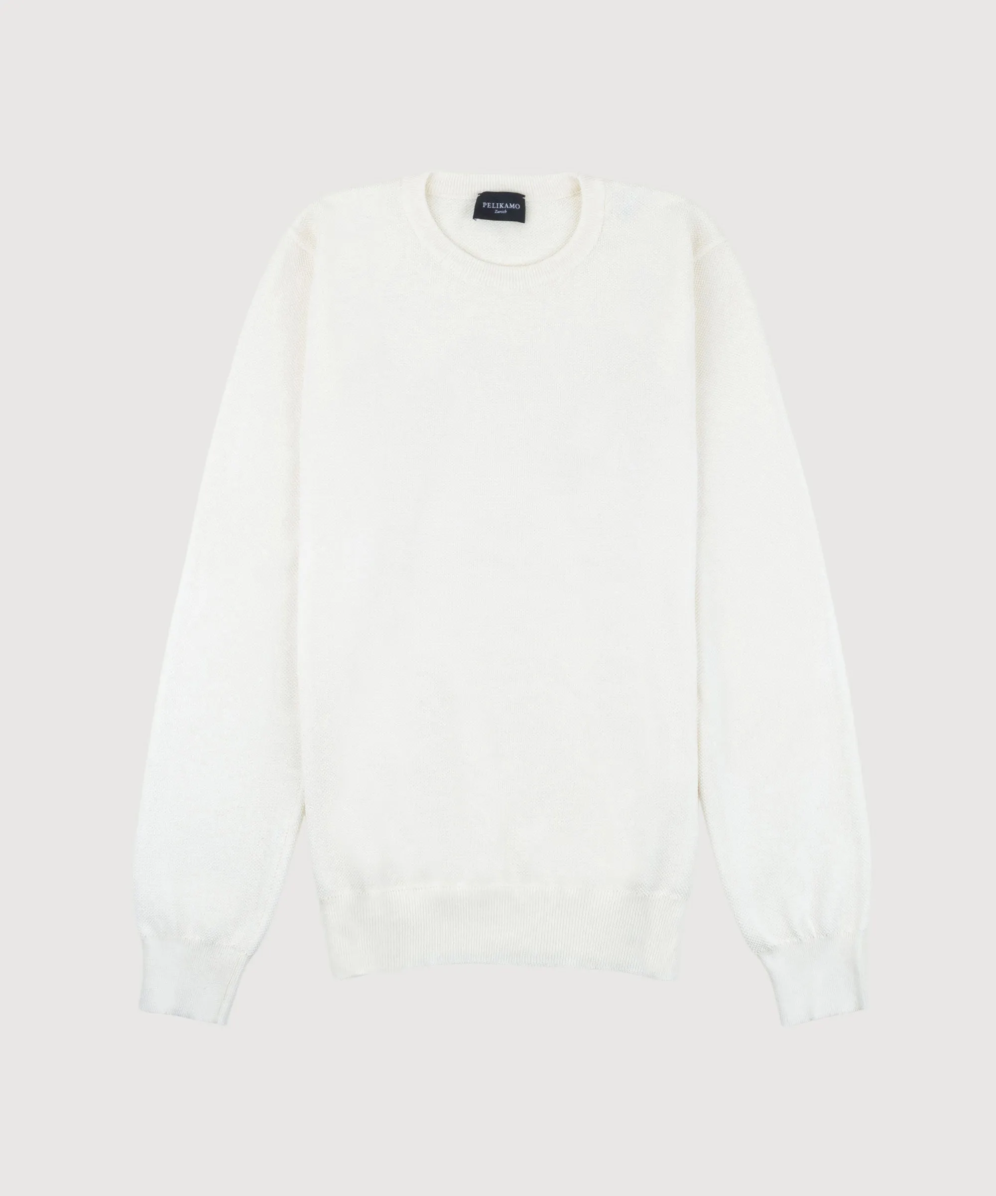 Cotton Pique Crewneck Sweater