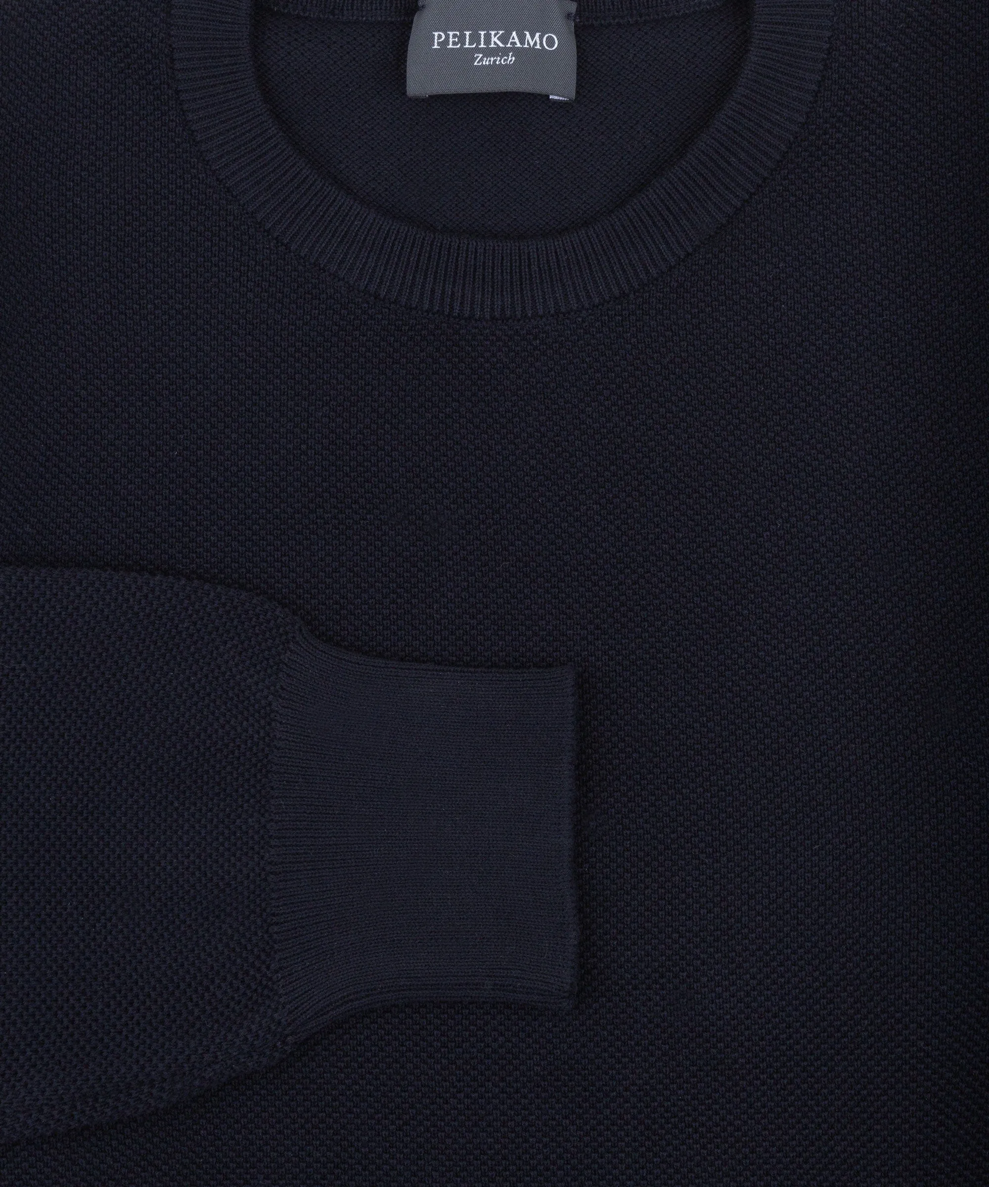 Cotton Pique Crewneck Sweater