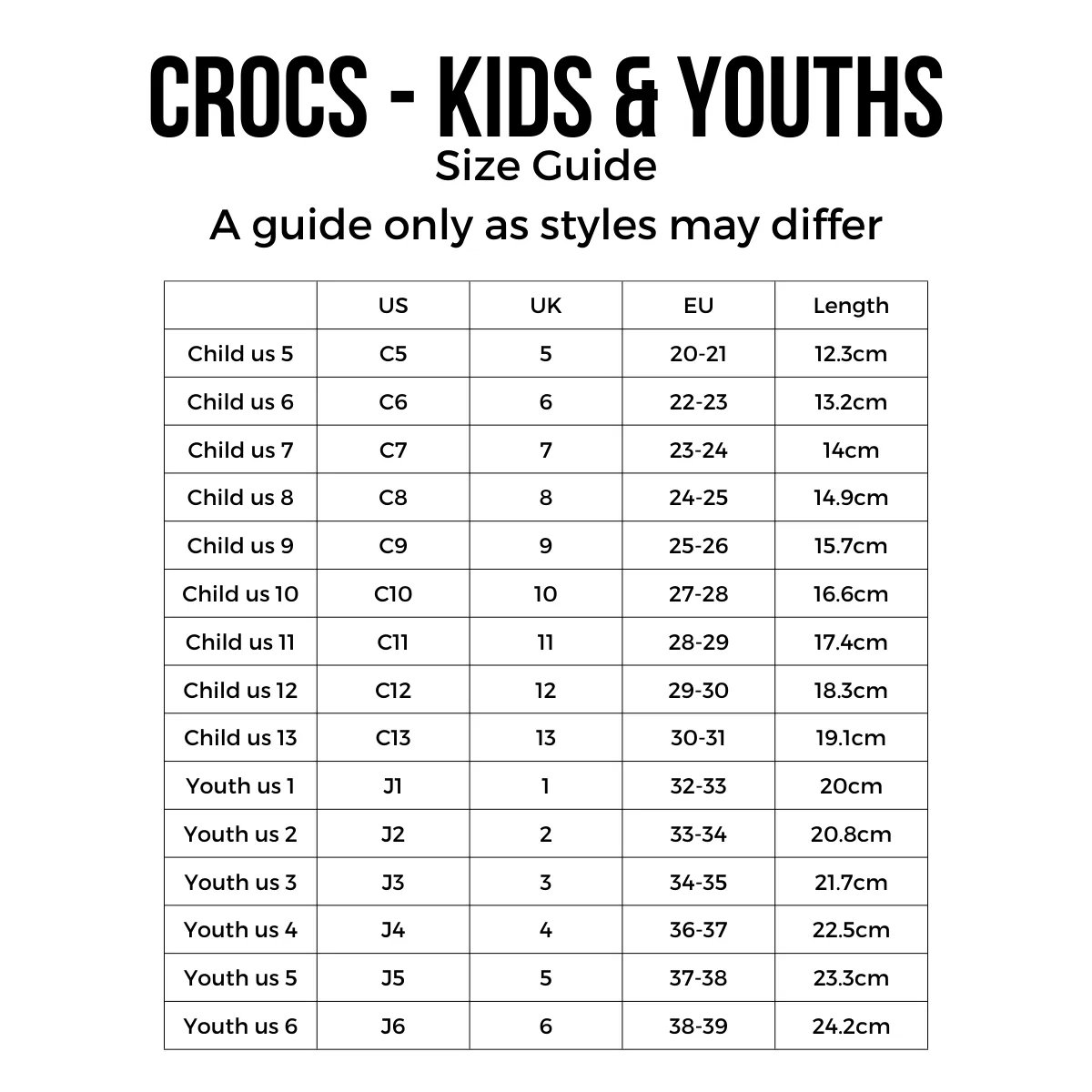 Crocs Kids - Youths Classic Clog K Black Sandal