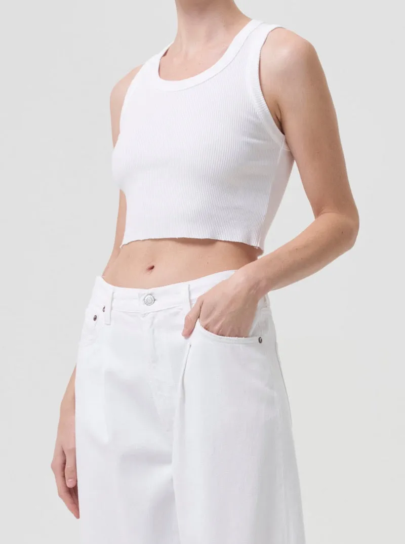 Cropped Poppy Tank in White