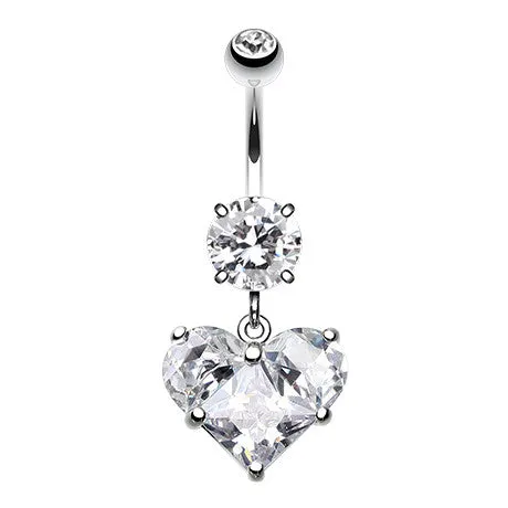 Crystallised Romance Heart Belly Ring