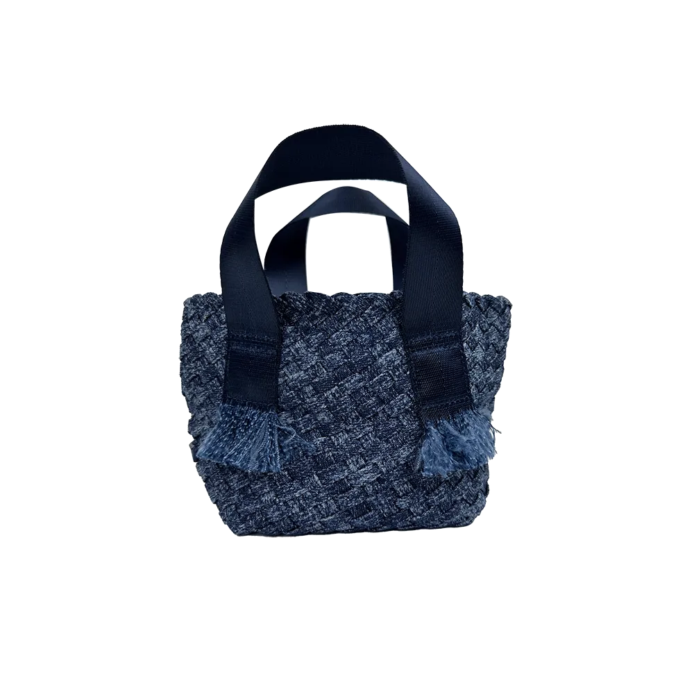 Dora Small Woven Denim Tote w/ Crossbody Strap