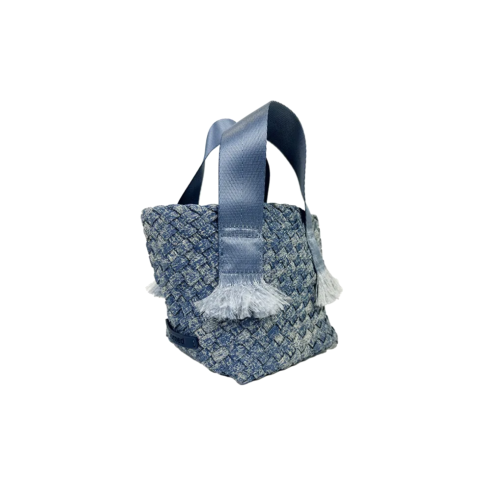 Dora Small Woven Denim Tote w/ Crossbody Strap