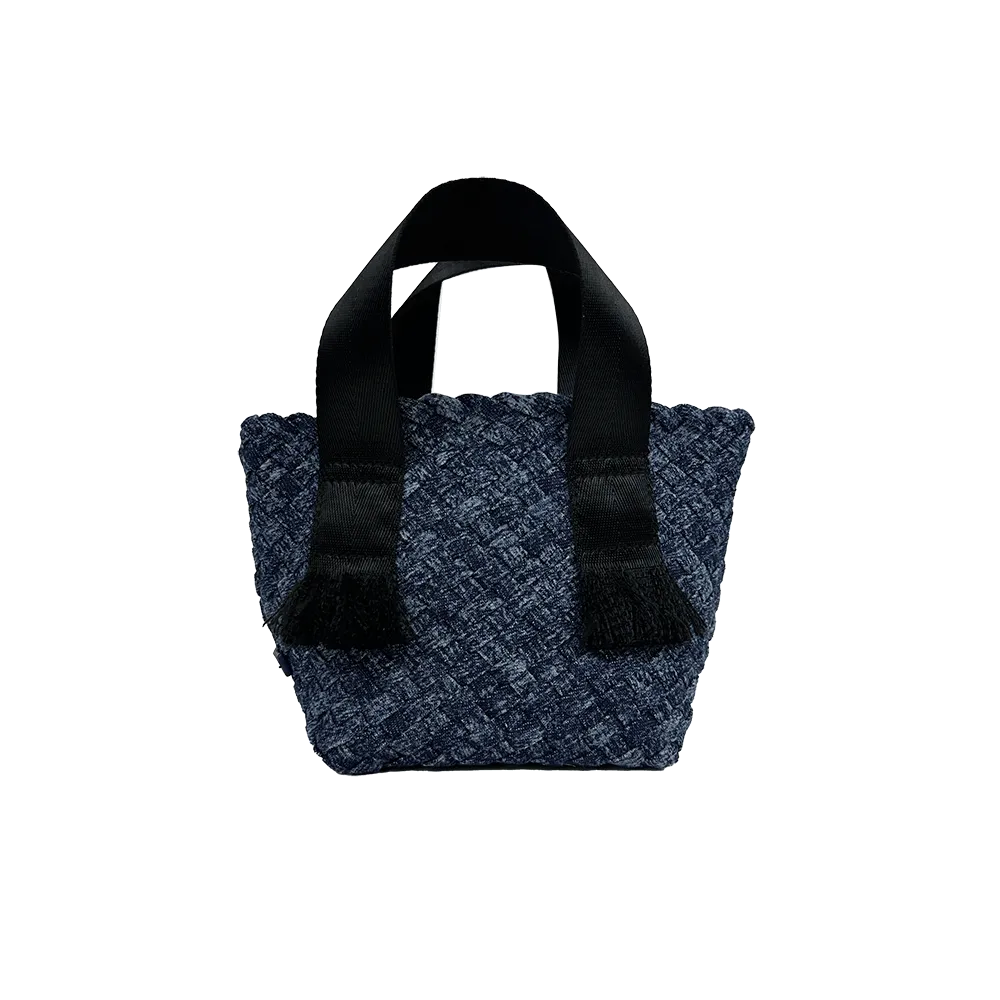 Dora Small Woven Denim Tote w/ Crossbody Strap