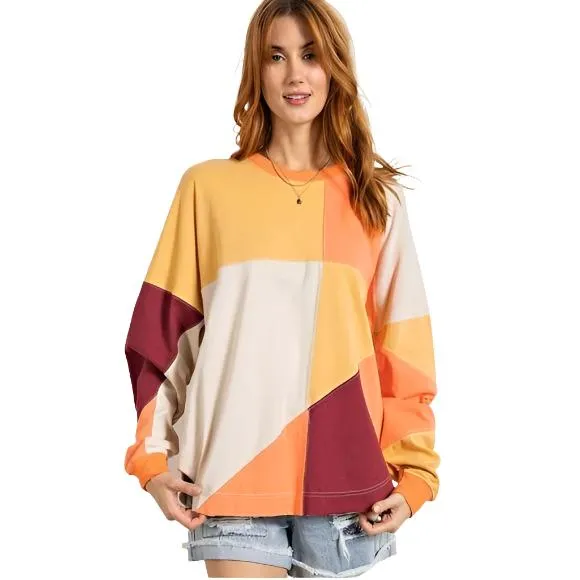 Easel Cotton Colorblock Pullover