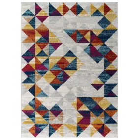 Entourage Elettra Distressed Geometric Triangle Mosaic Area Rug