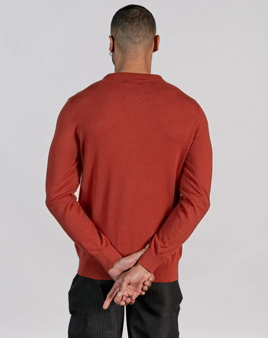 ESSENTIAL LONG SLEEVE ZIPPED POLO TOP - BURGUNDY