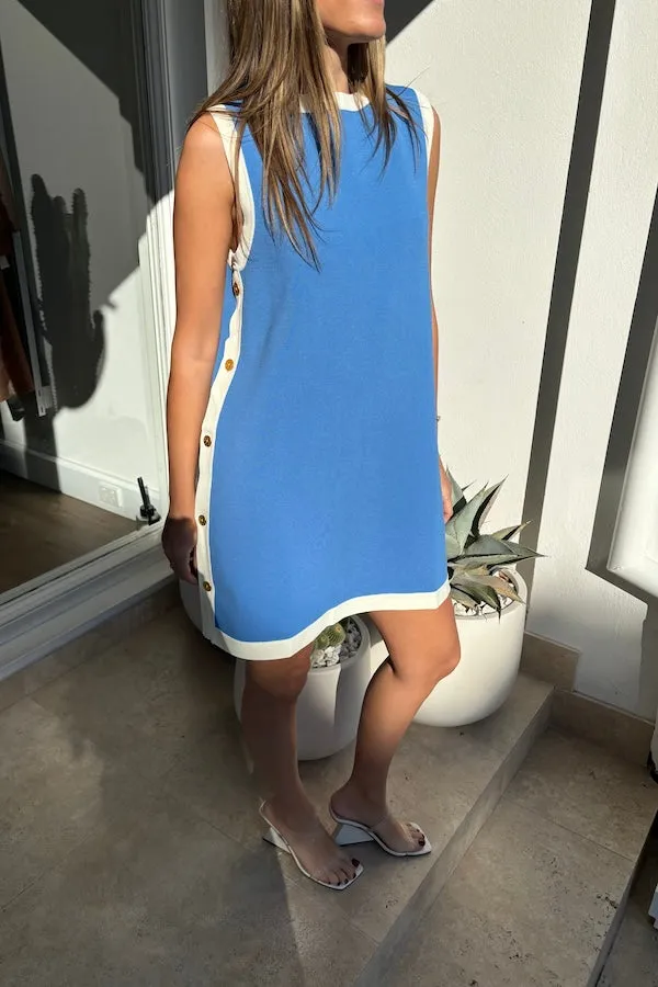 Exclusive Selena Button Tunic Blue/White